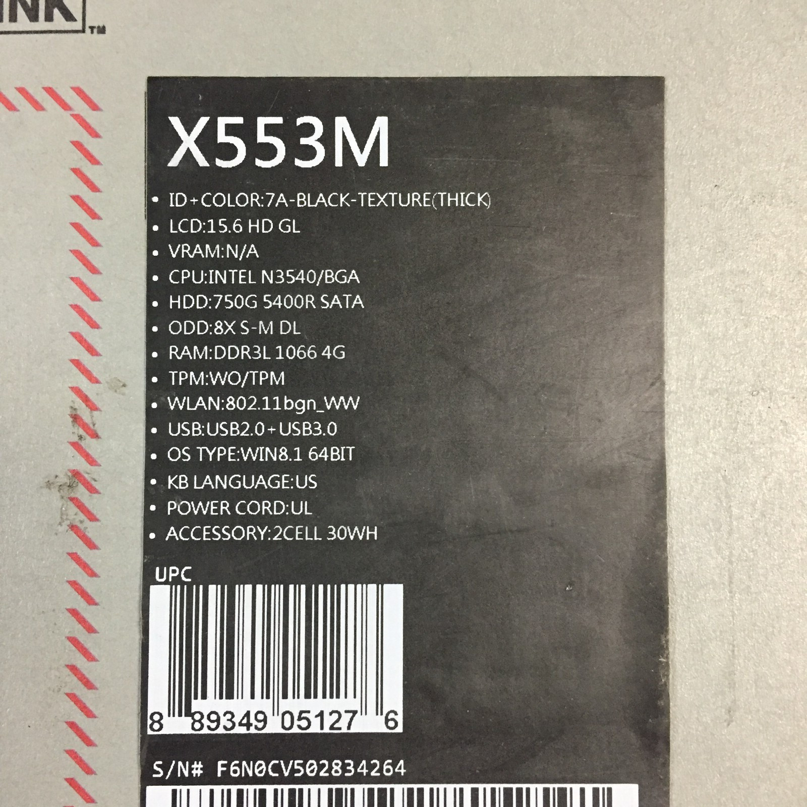 *Bad Battery*ASUS X553MA-BPD0705I 15.6″ Laptop/N3540/4GB RAM/750GB HDD/Win 8.1