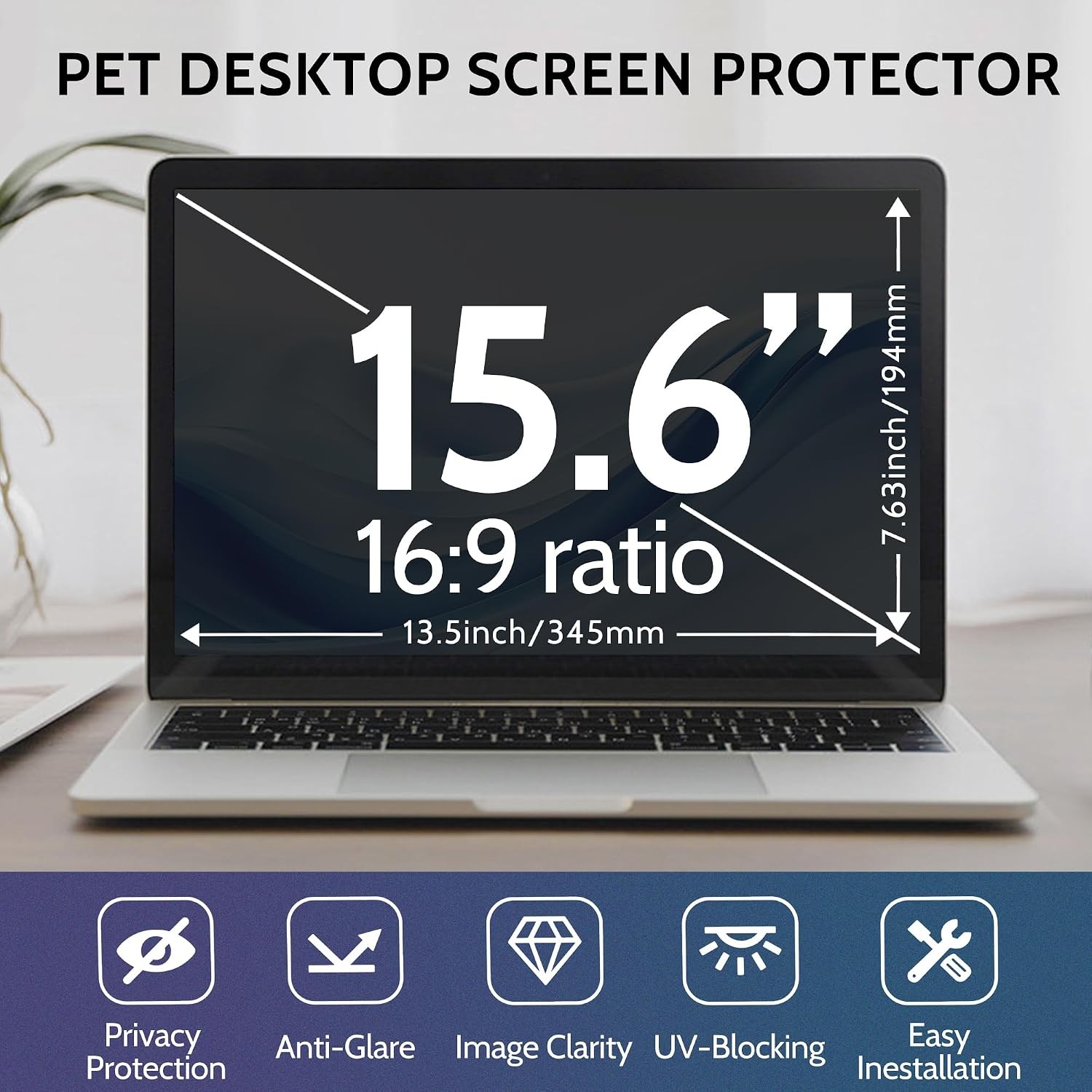Laptop Privacy Screen 15.6 Inch for 16:9 Aspect Ratio Laptop Screen Protector