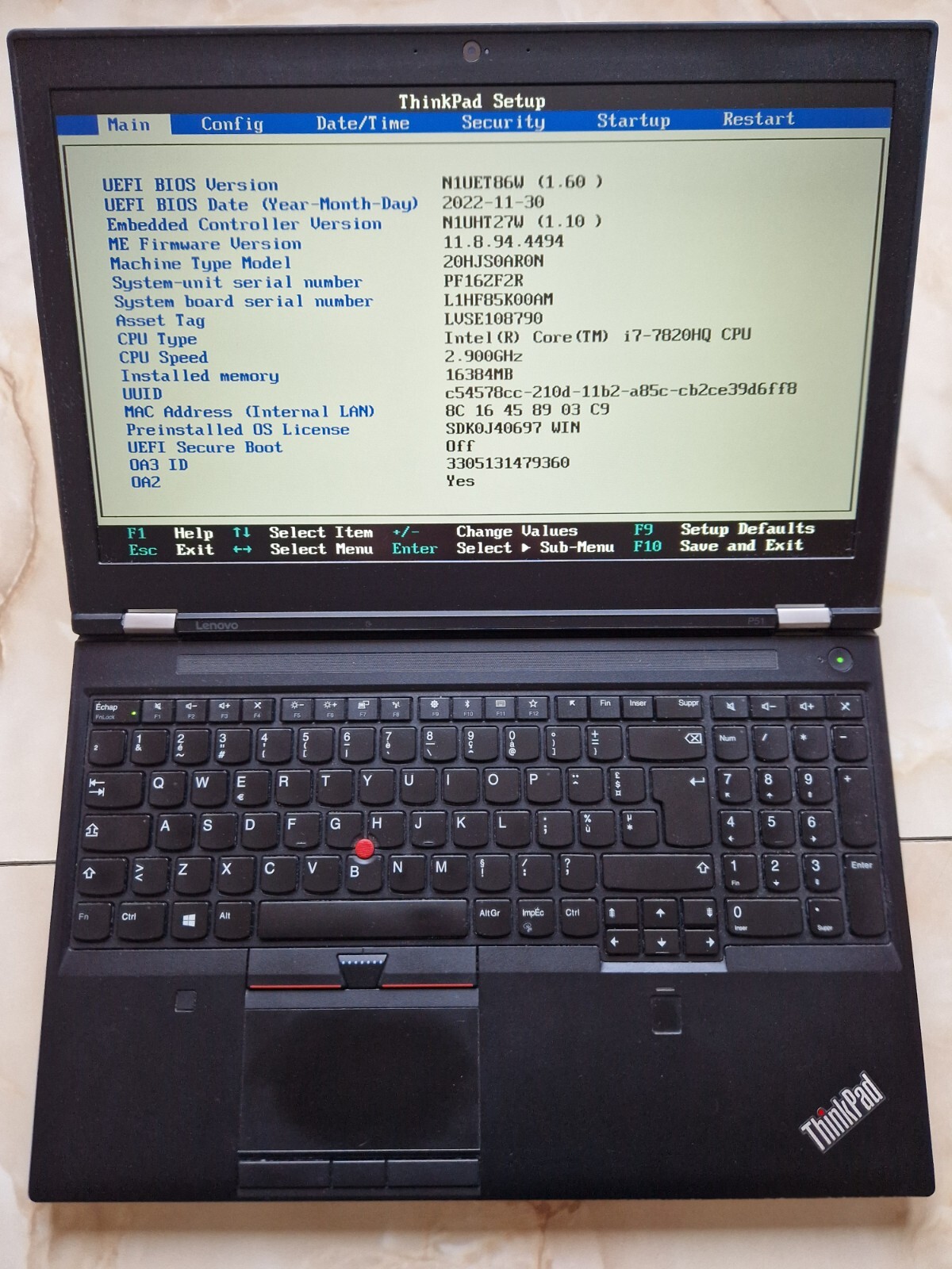 Lenovo ThinkPad P51 Core i7-7820HQ 2.90GHz 16GB RAM 1TB SSD 15.6″ Windows 11 Pro