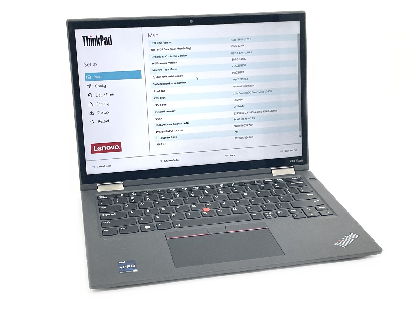 Lenovo ThinkPad X13 Yoga Gen 3 Laptop i5-1245U 256GB SSD 16GB RAM – No OS