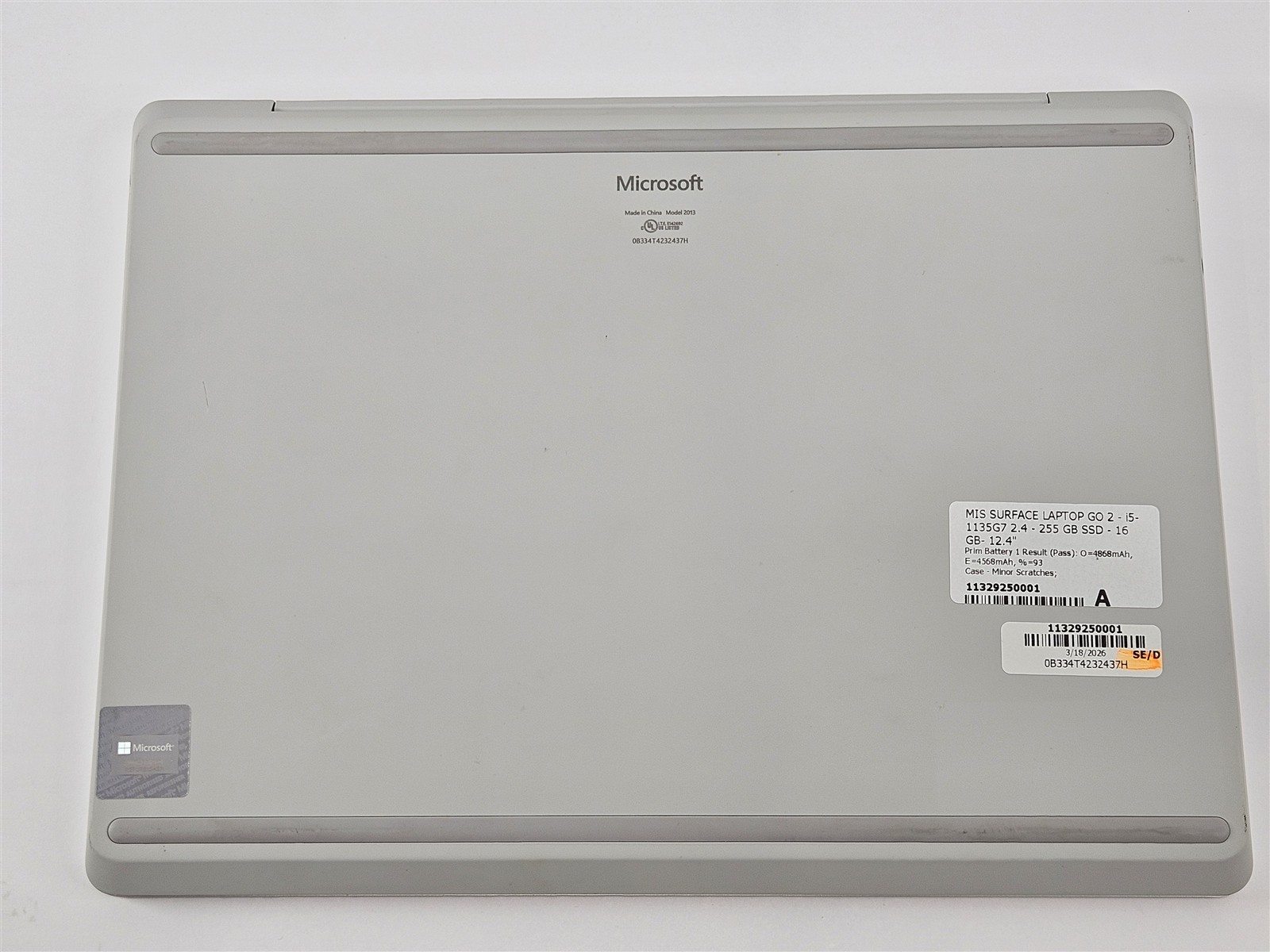 Microsoft Surface Laptop Go 2 i5-1135G7 2.4GHz 256GB SSD 16GB Iris Xe 12.4″