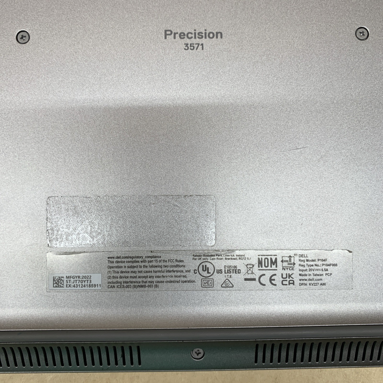 Dell Precision 3571 Intel i9-12900H 16GB RAM No SSD/OS NVIDIA RTX A10000 *READ*