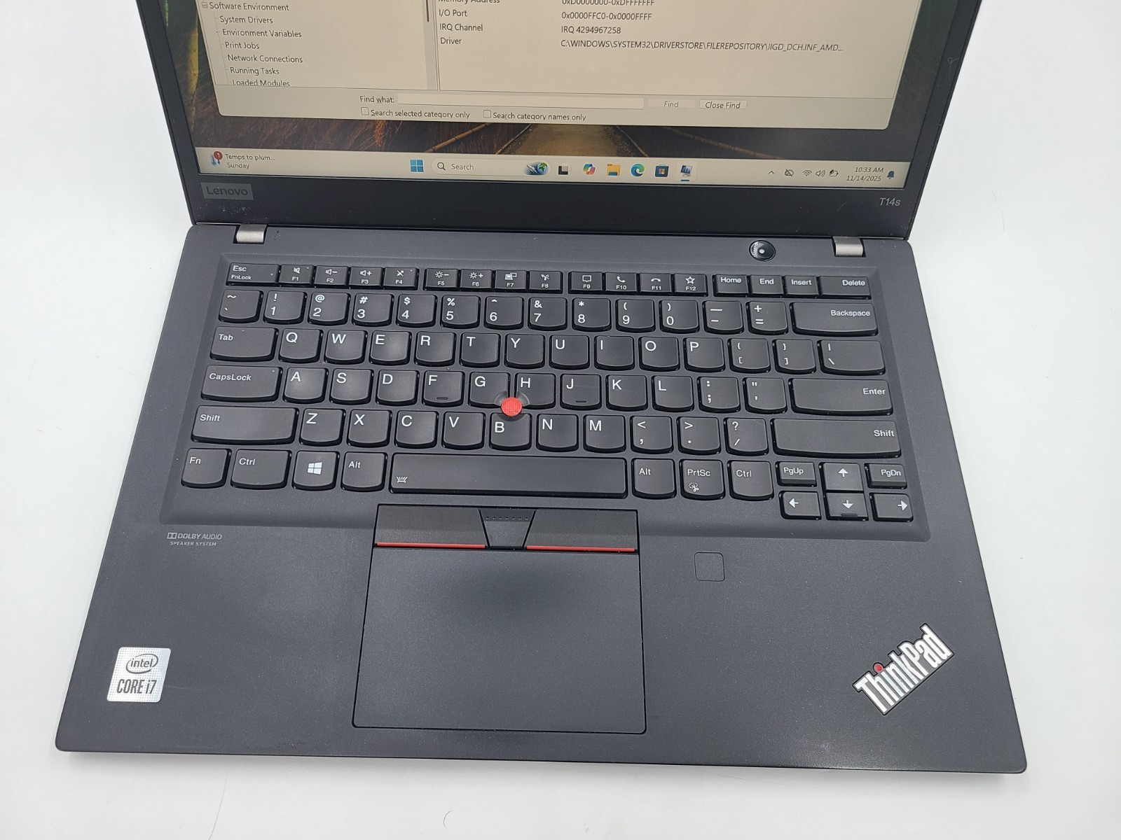Lenovo ThinkPad T14s Gen 1 i7-10510U 1.8GHz 8GB Ram 256GB SSD Win 11 Pro TOUCH