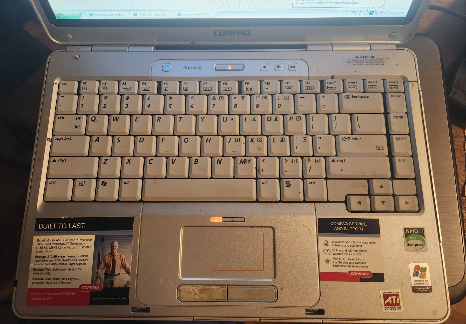 Compaq Presario V2615US Laptop With Box Free Shipping