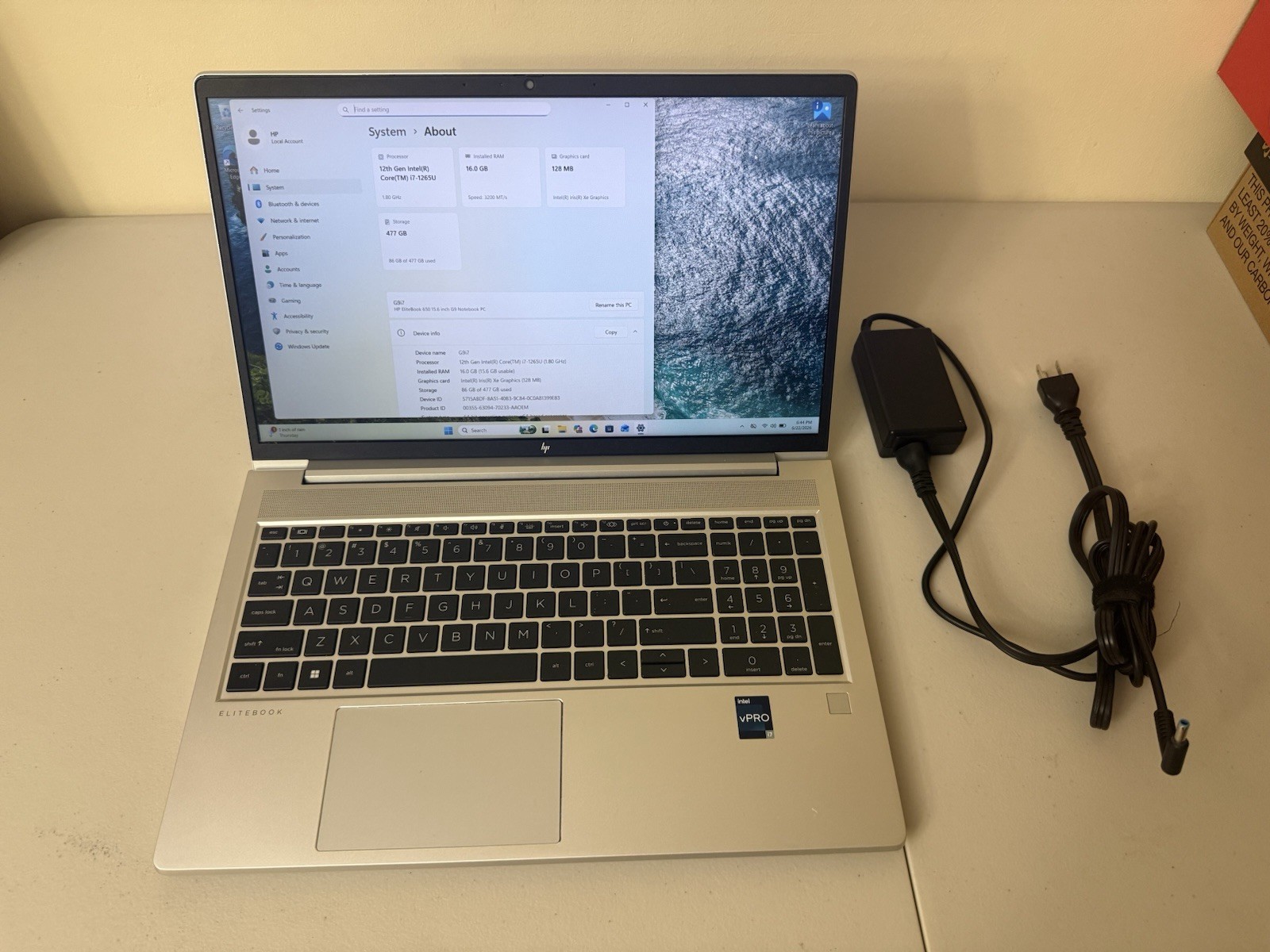 HP Elitebook 650 G9 15.6″ 16GB 512GB SSD Core™ i7-1265U 3.6GHz WIN11P, Silver