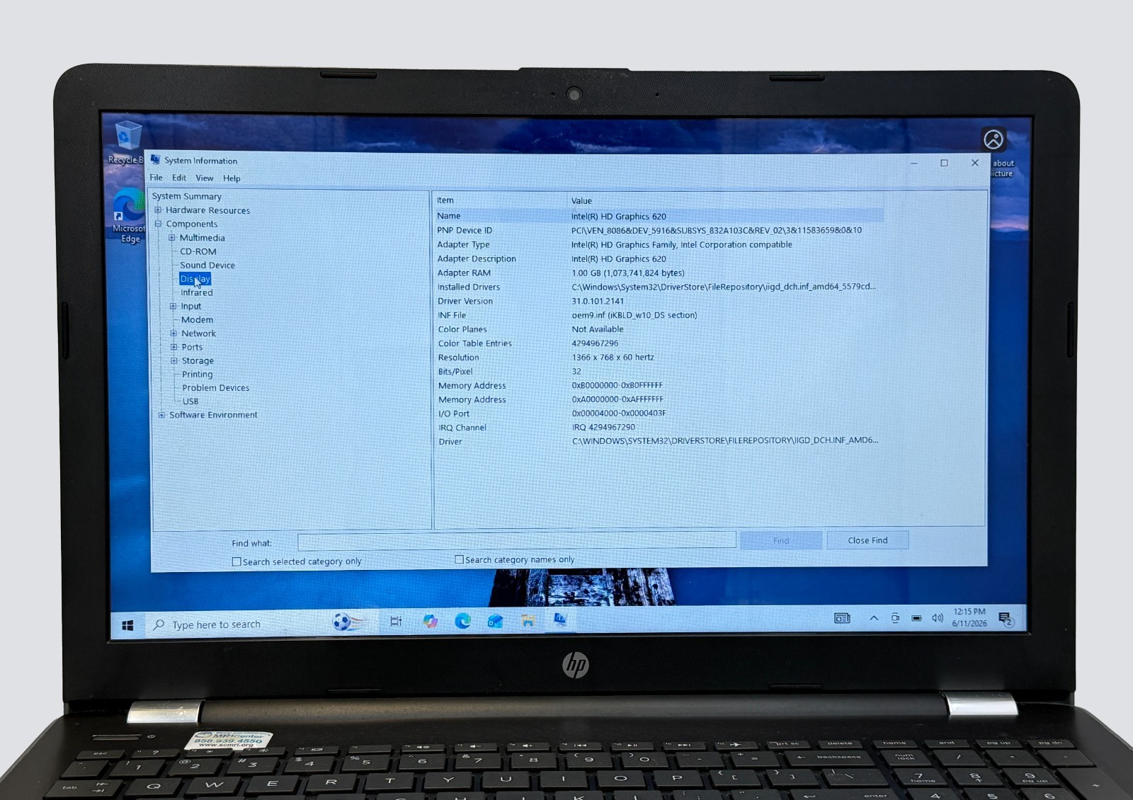 HP Laptop 15-bs0xx i3-7100 2.4GHz 12GB RAM 256GB SSD -SEE DESCRIPTION