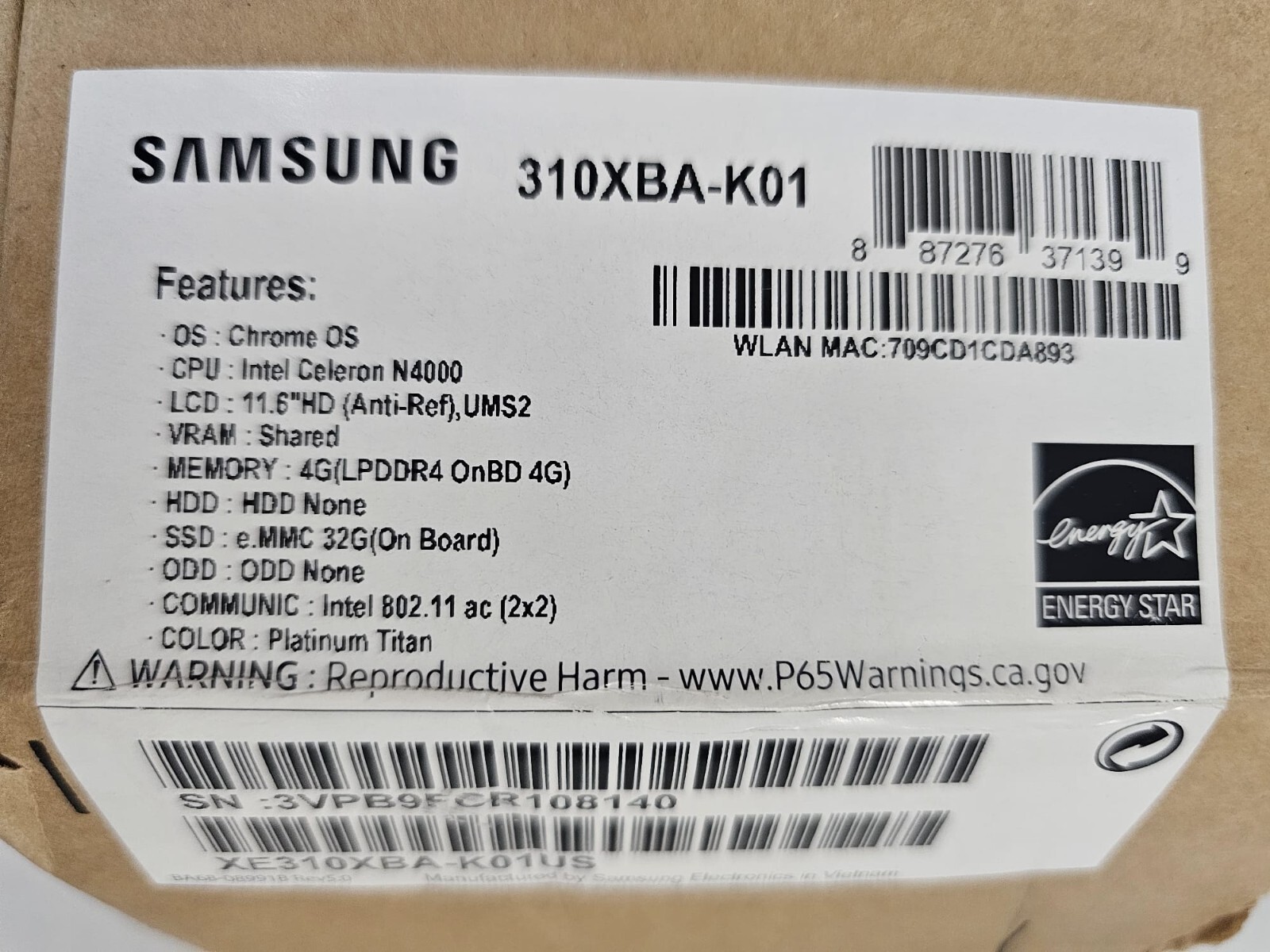 Samsung Chromebook 11.6″ (32GB SSD, Intel Celeron Processor N4000, 1.10 GHz, 4GB