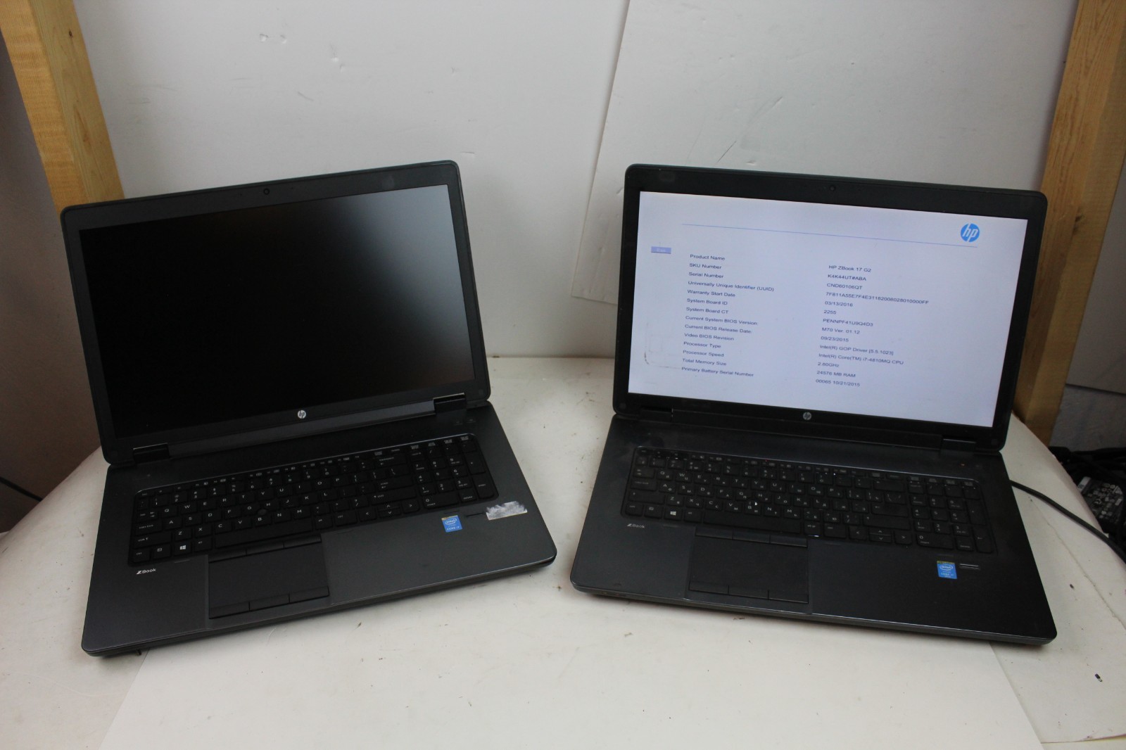 AS IS PARTS Lot of 2 HP ZBook 17 G2 2.4GHz i7-4810MQ 24GB RAM NO HDD