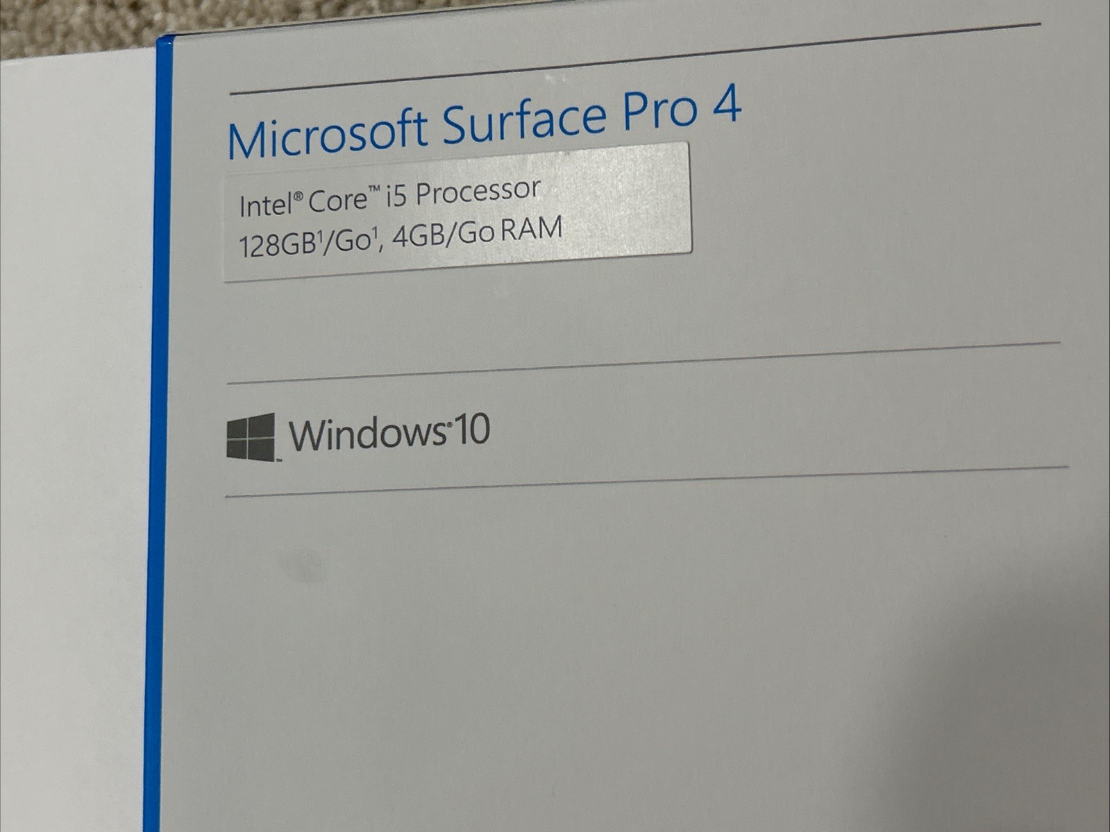 Microsoft Surface Pro 4 Box EMPTY BOX with Inserts Only