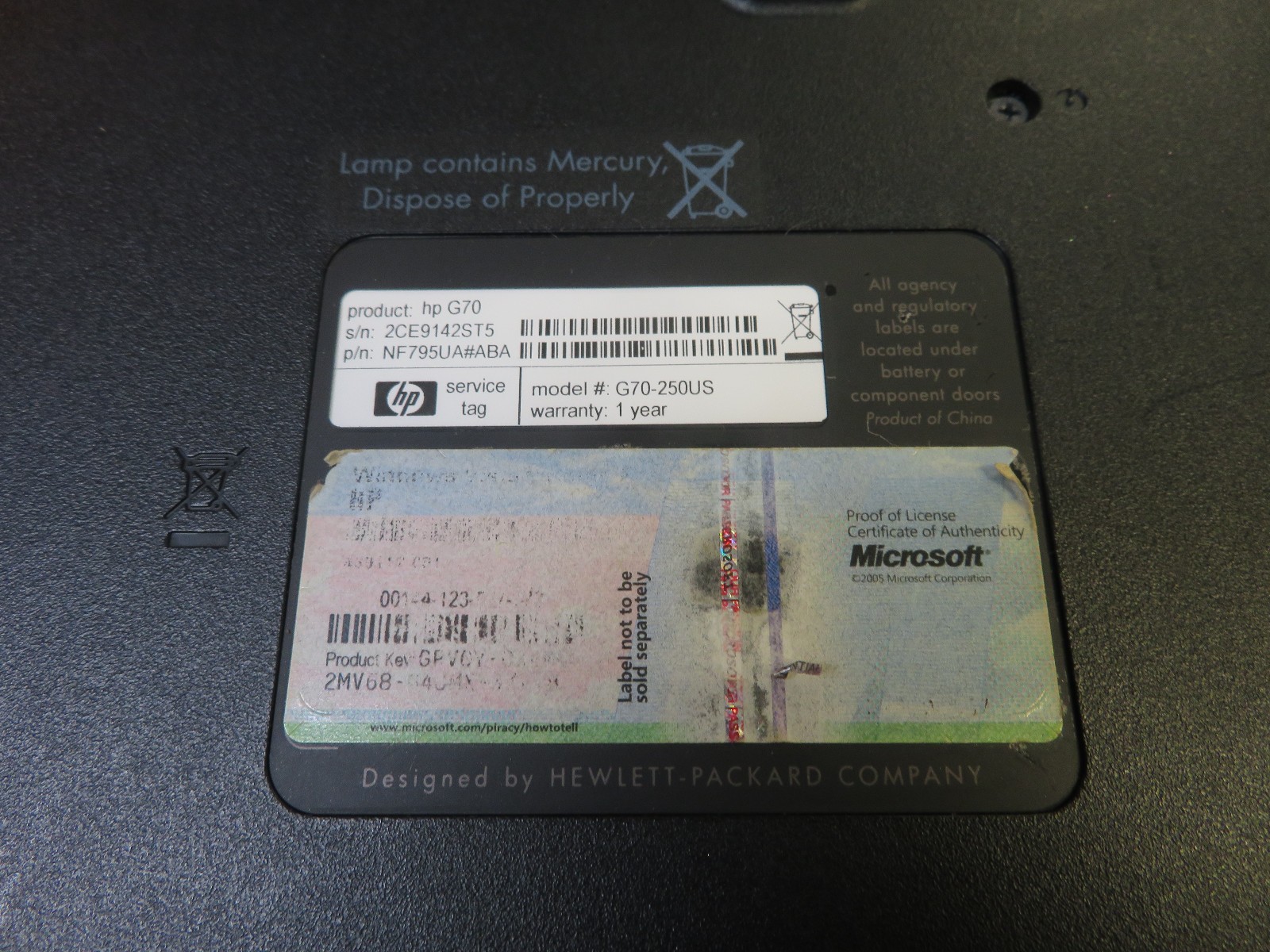 HP G70-250us LAPTOP* WINDOWS 7* 25G GB/8GB RAM *PARTS*AS-IS*