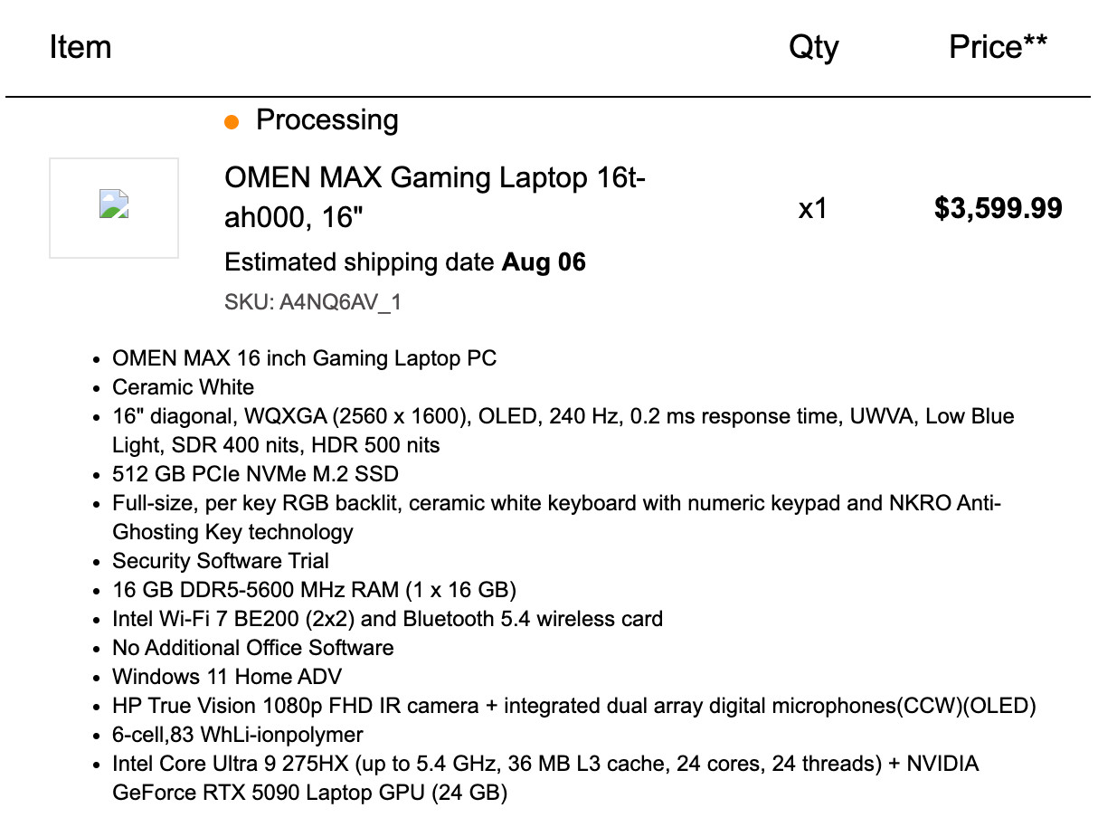 HP Omen Max 16 | Ceramic White | RTX 5090 (24GB) | Ultra 9 275HX | FREE SHIPPING