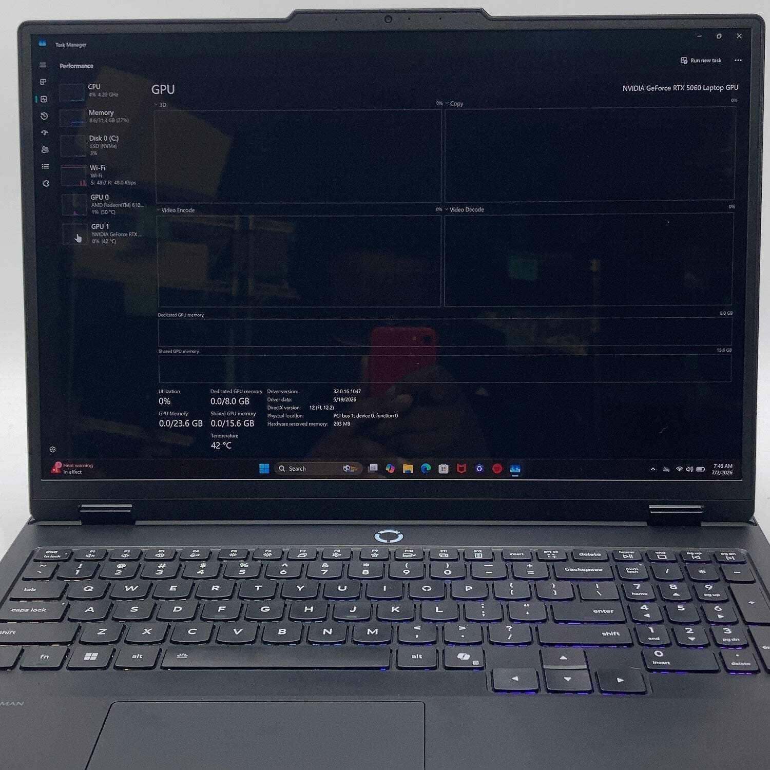 Legion 5 Pro Gen 10 16″ Ryzen 7 8745HX 3.6GHz 32GB RAM 1TB SSD GeForce RTX 5060