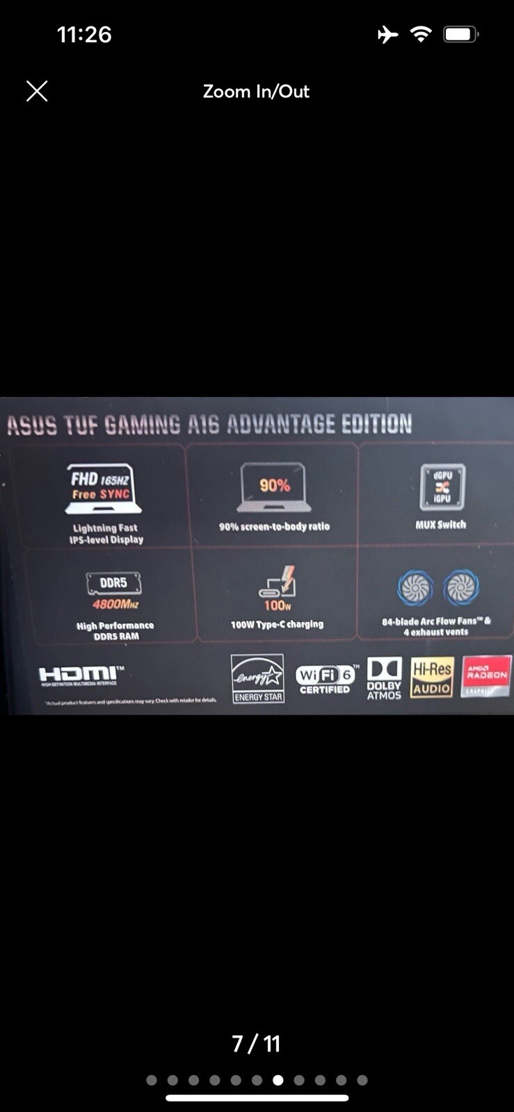 ASUS TUF Gaming A16 16 in (512GB SSD, AMD Ryzen 7, 3.2GHz, 16GB RAM, AMD Radeon