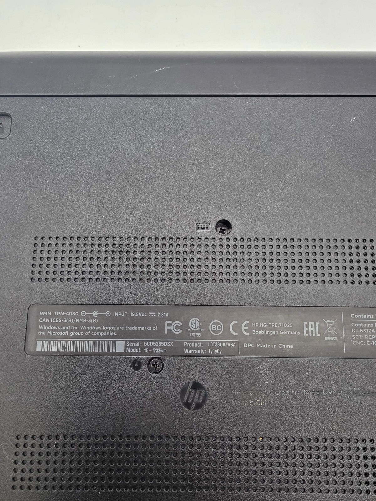 HP 15-1223wm Intel Celeron CPU N3050 4GB RAM 500GB 15-inch Laptop Used
