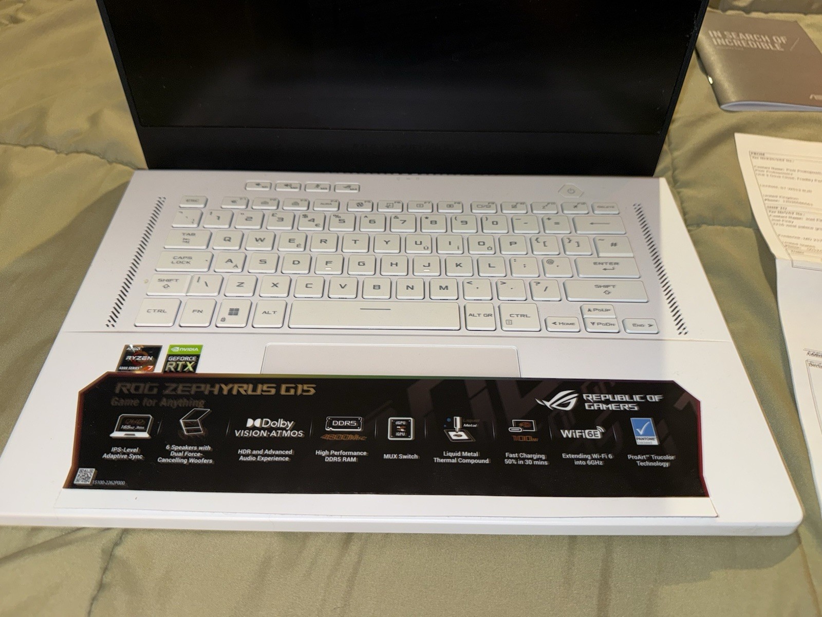 Asus ROG Zephyrus G15 Ryzen 7 6800HS RTX3080 16GB DDR5 1TB Gaming 15.6″ laptop