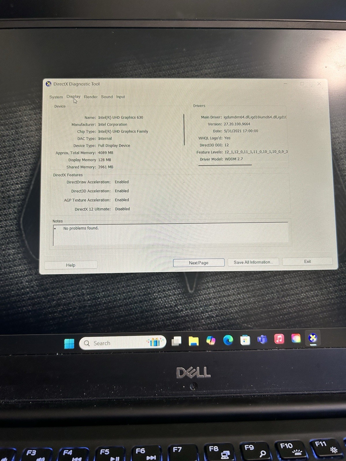 Dell XPS 15 GeForce 1050 I5-8300H