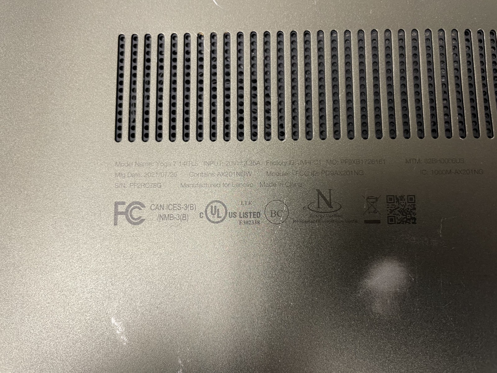 LENOVO YOGA 14ITL5 Intel i5-1135G7 @2.40GHz 12GB RAM NO SSD For Parts *READ
