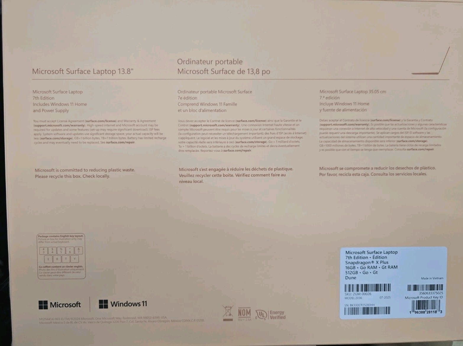 Microsoft Surface Laptop 7 13″ Snapdragon X Plus 16GB 512GB SSD (Factory Sealed)