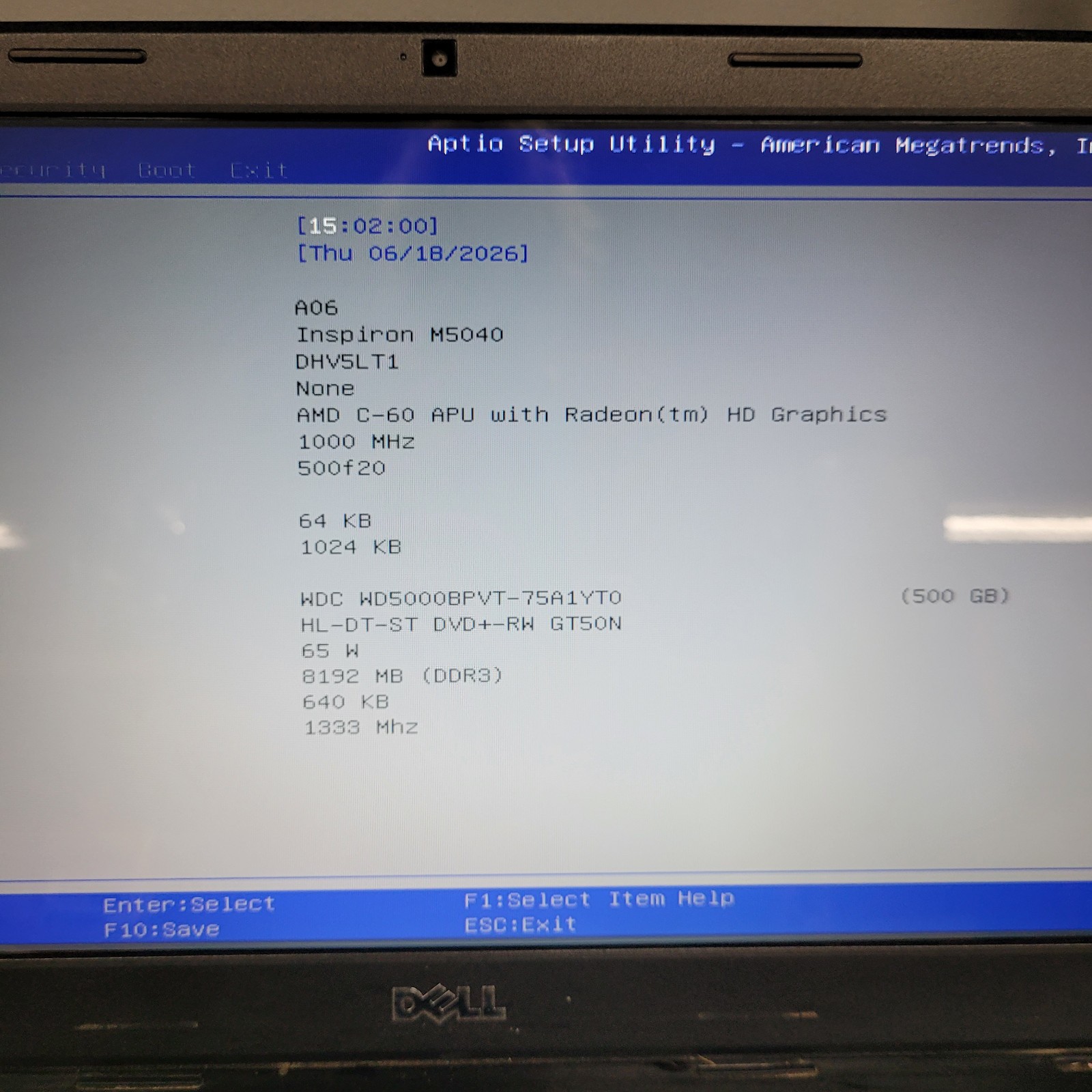 Dell Inspiron M5040 AMD C-60 / 8GB RAM 500 GB HDD LINUX MINT O/S
