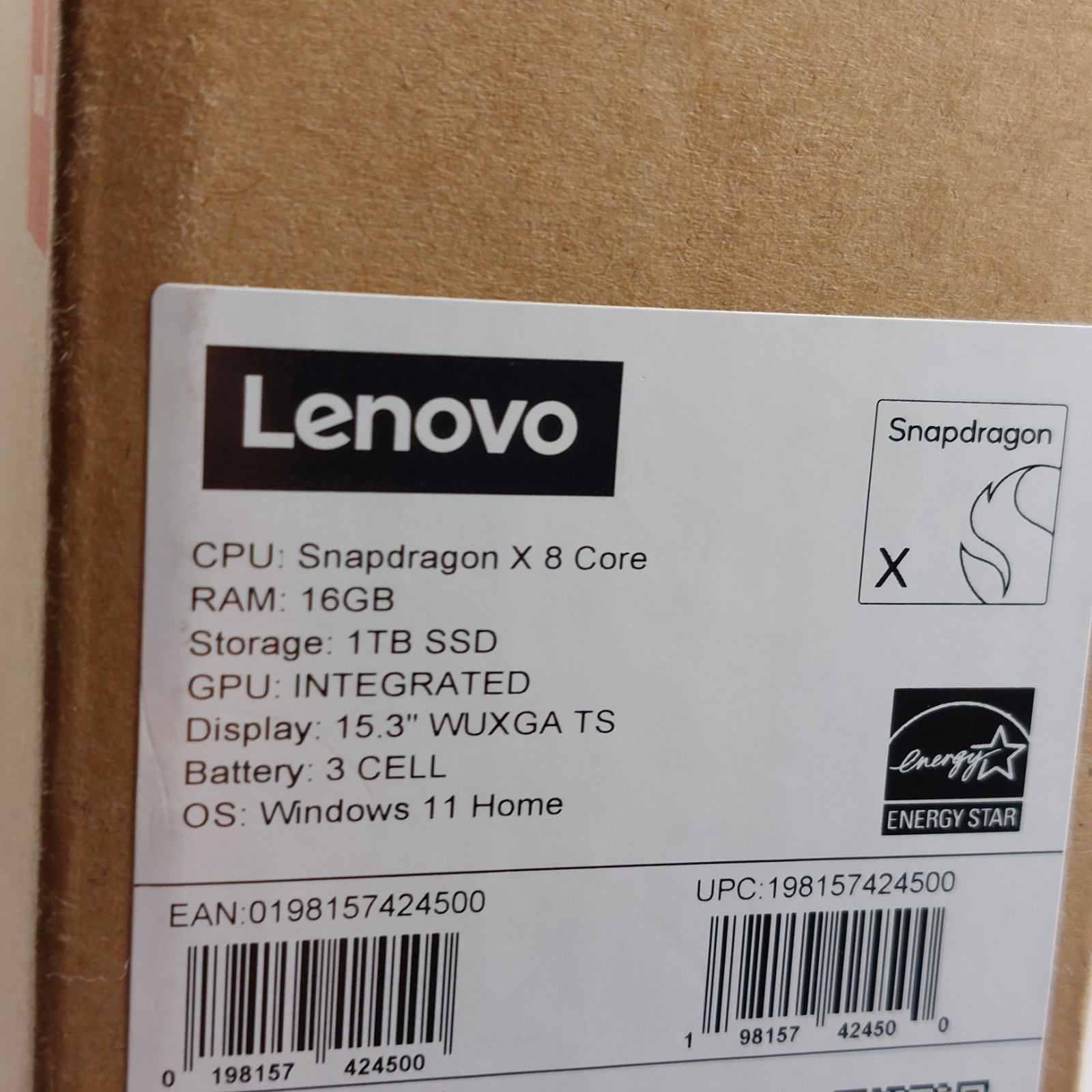 Lenovo IdeaPad Slim 3x 15.3″ Touch Snapdragon X 16GB 1TB SSD GRAY 83N30010US