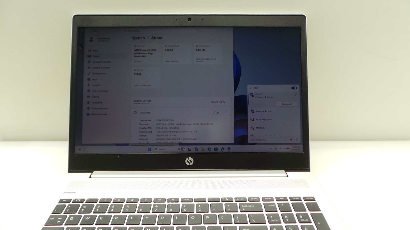 HP ProBook 455 G6 | 15.6″ | AMD Ryzen 5 2500U | 8GB RAM 256GB NVMe | WIN 11 PRO
