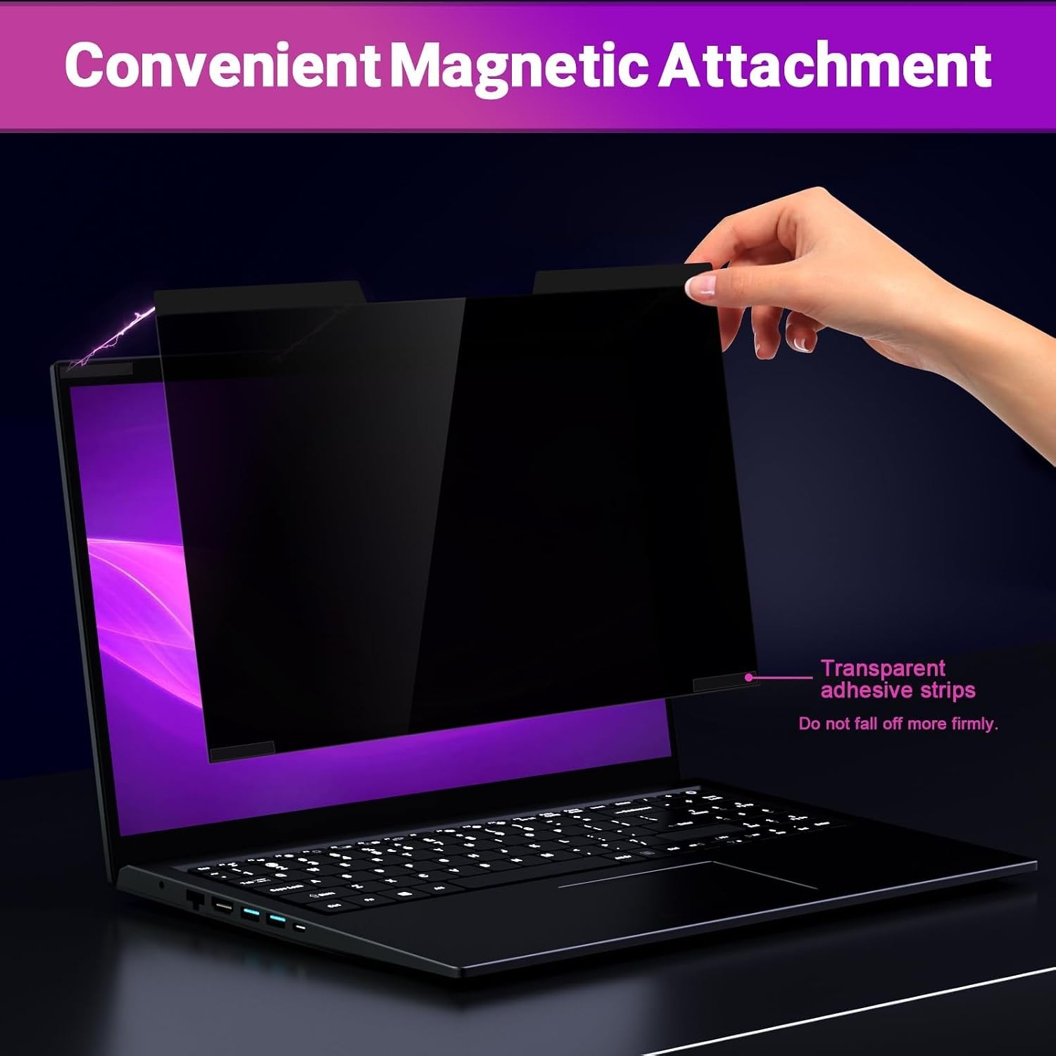 14 Inch 16:9 Magnetic Laptop Privacy Screen – Removable Anti-Glare, Anti-Blue Li