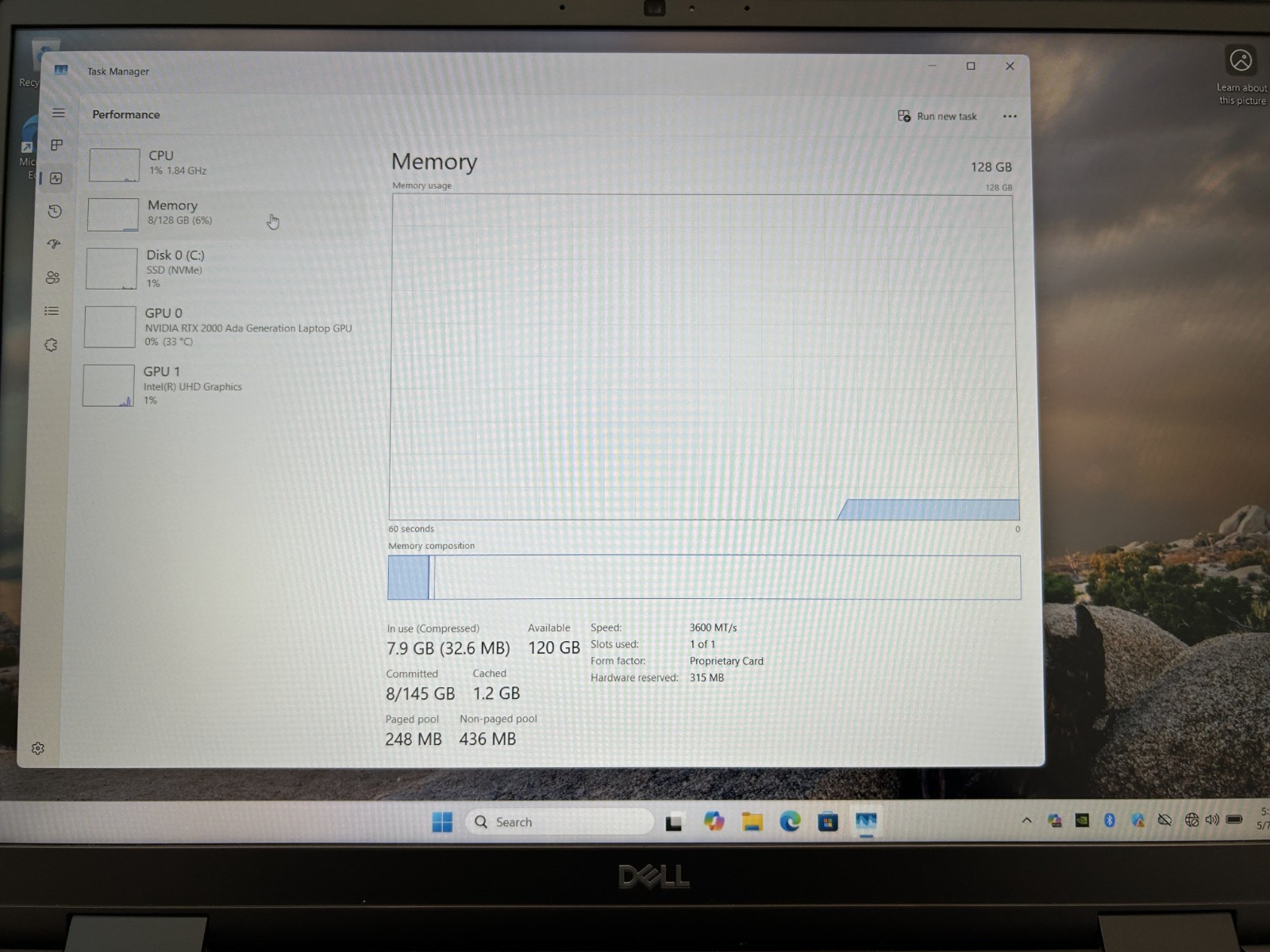 Laptop Dell Precision 7680 16″ Core i7-13850HX 128GB RAM 2TB SSD RTX 2000 Win 11