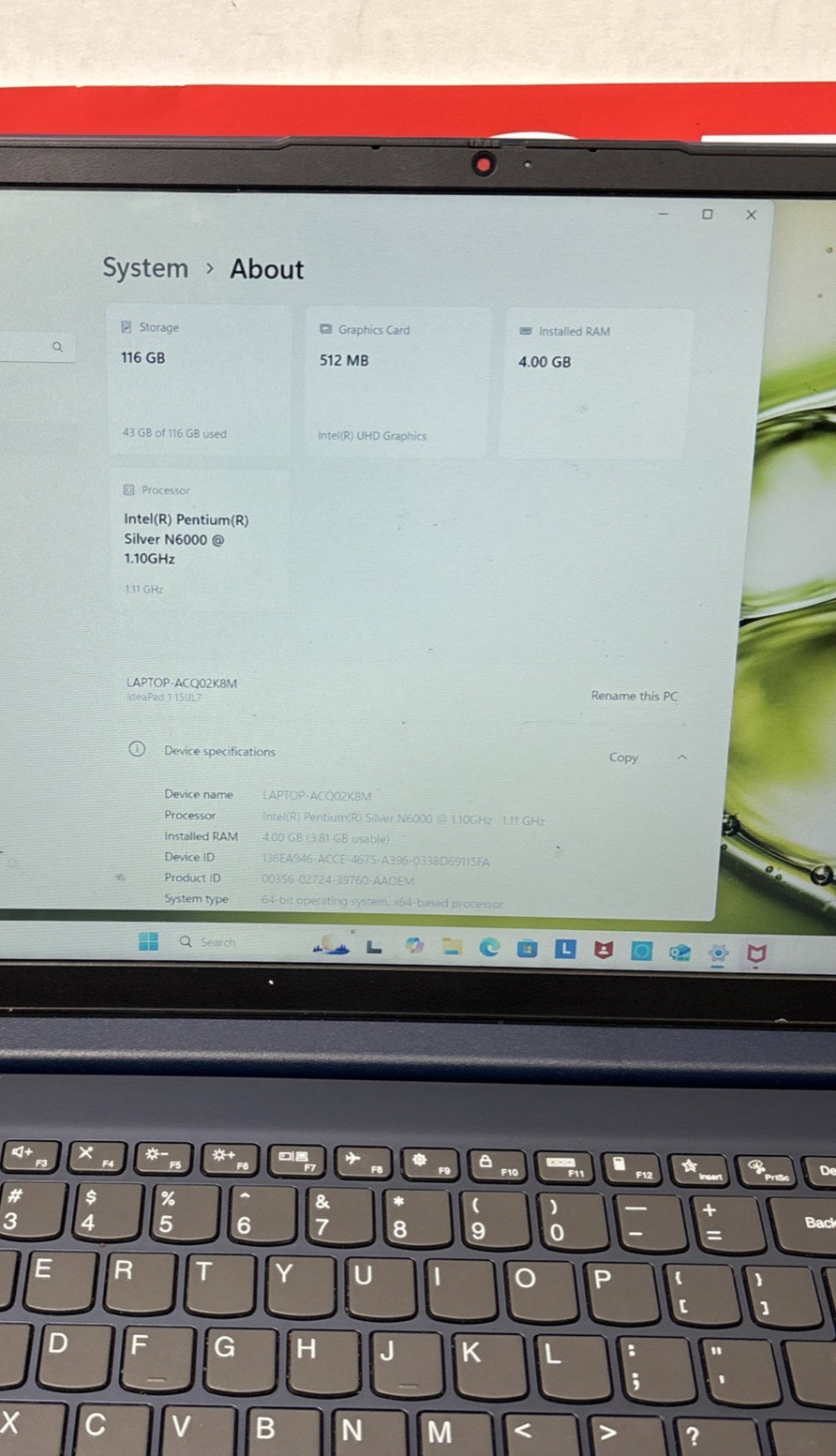 Lenovo IdeaPad 1 15.6″ FHD Intel Pentium Silver N6000 4GB 128GB eMMC W11H Laptop