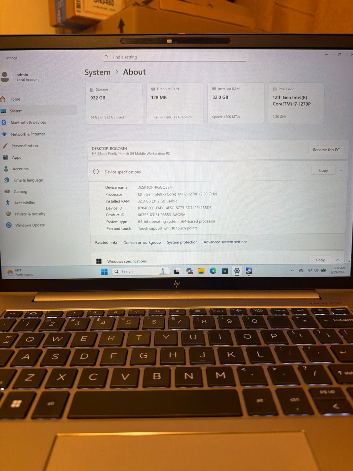 HP ZBook Firefly 14 G9 | i7 12th Gen | 32GB RAM | 1TB SSD | 4 Battery Cycles | W