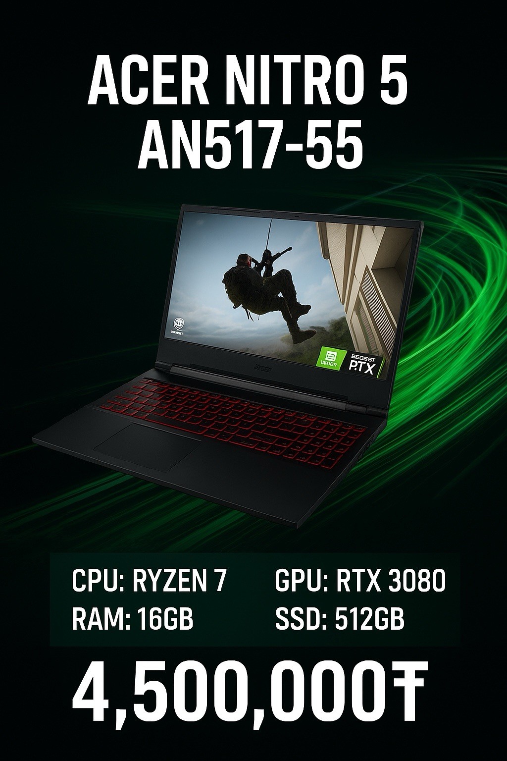 Acer Nitro 5 AN515-57-5700 rtx 3080, 360hz