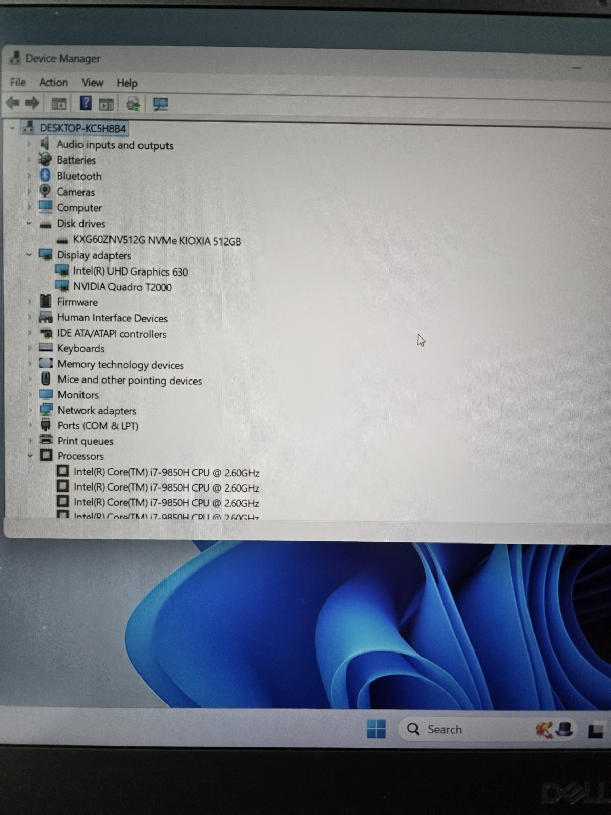 DELL Precision 5540 i7-9850H 2.6GHz 16Gb RAM 512Gb NVMe NVIDIA Quadro T2000