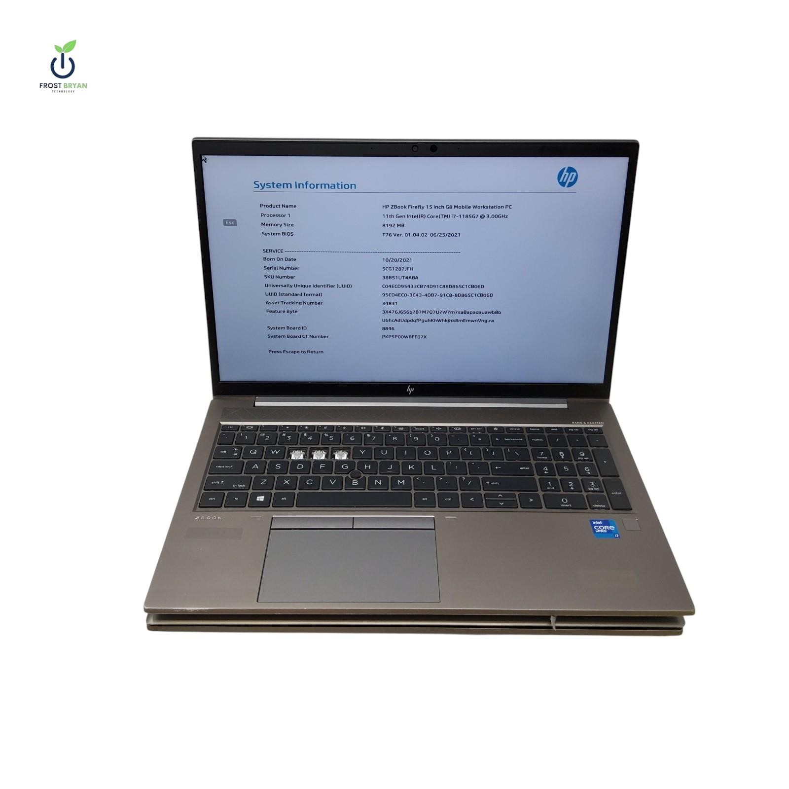Lot of 2 HP ZBOOK FIREFLY 15 G8 i7-1185G7@3.00GHZ 8GB No SSD/OS Grade D [READ]