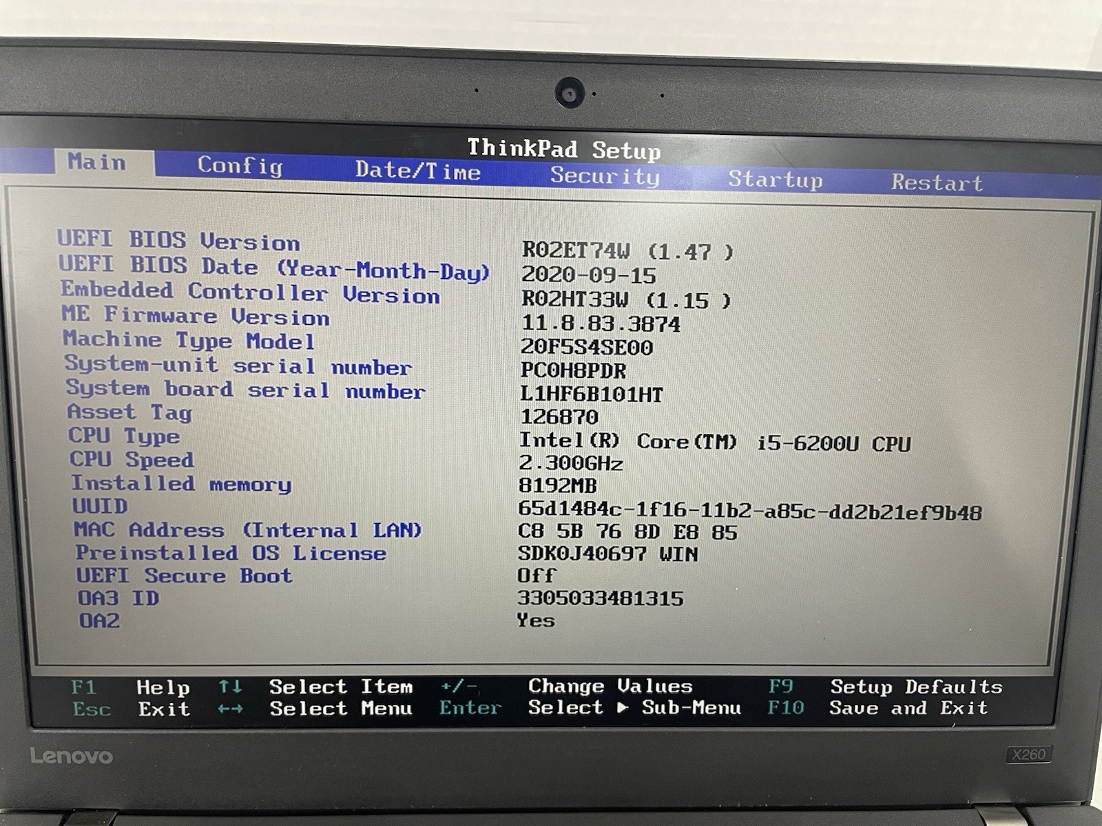 Lenovo Thinkpad x260 Laptop Computer PC i5 8GB RAM 128GB SSD Windows 10 Pro