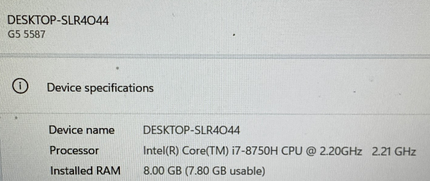 Dell G5 15-5587 15.6″ i7-8750H 2.2GHz 128GB SSD 1TB HDD 8GB DDR4 Laptop
