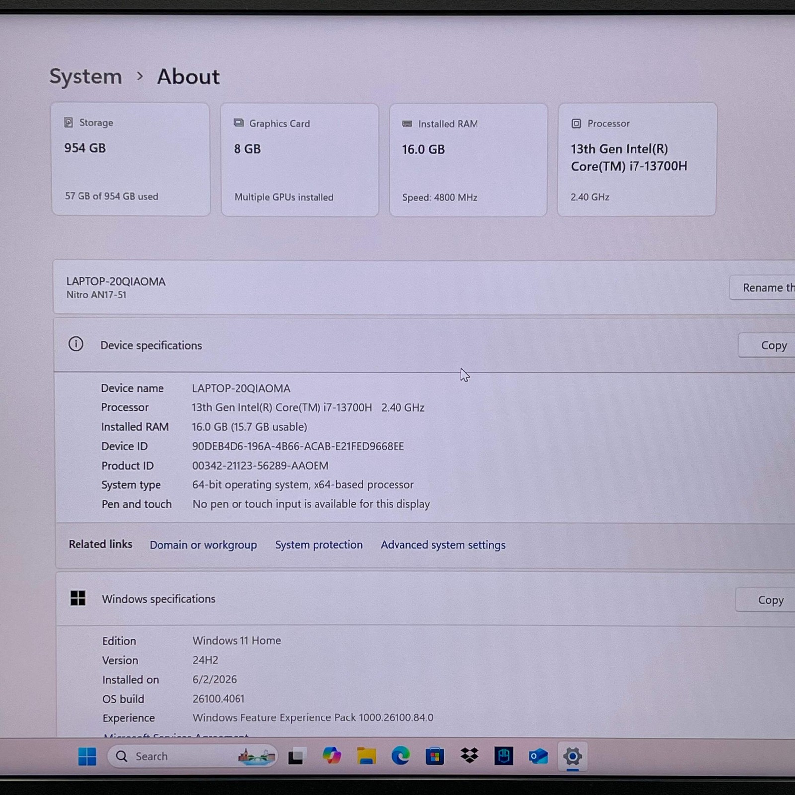 Acer Nitro 17 17.3″ i7-13700H 2.4GHz 16GB RAM 1TB SSD GeForce RTX 4060