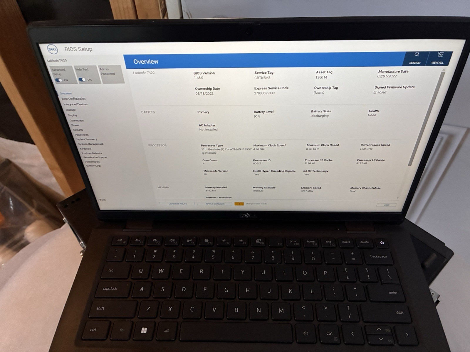 Dell Latitude 7420 i5-1145G7 2.60 GHz 8GB RAM 256GB SSD Windows 11