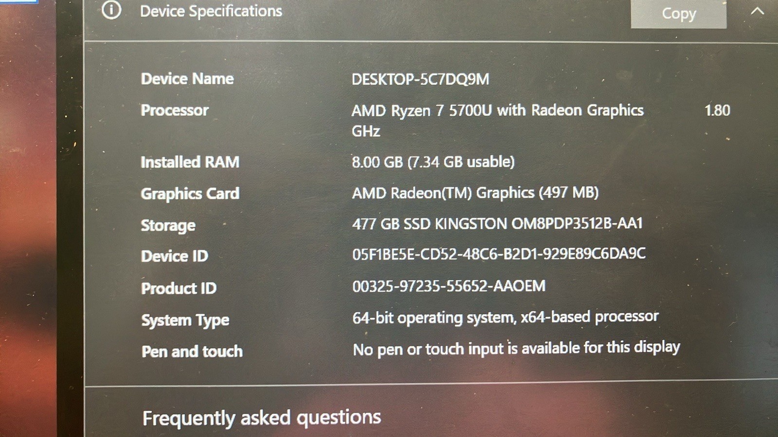 Acer Swift 3 Ryzen 7 5700U Radeon Graphics | 8 GB RAM | 512 SSD