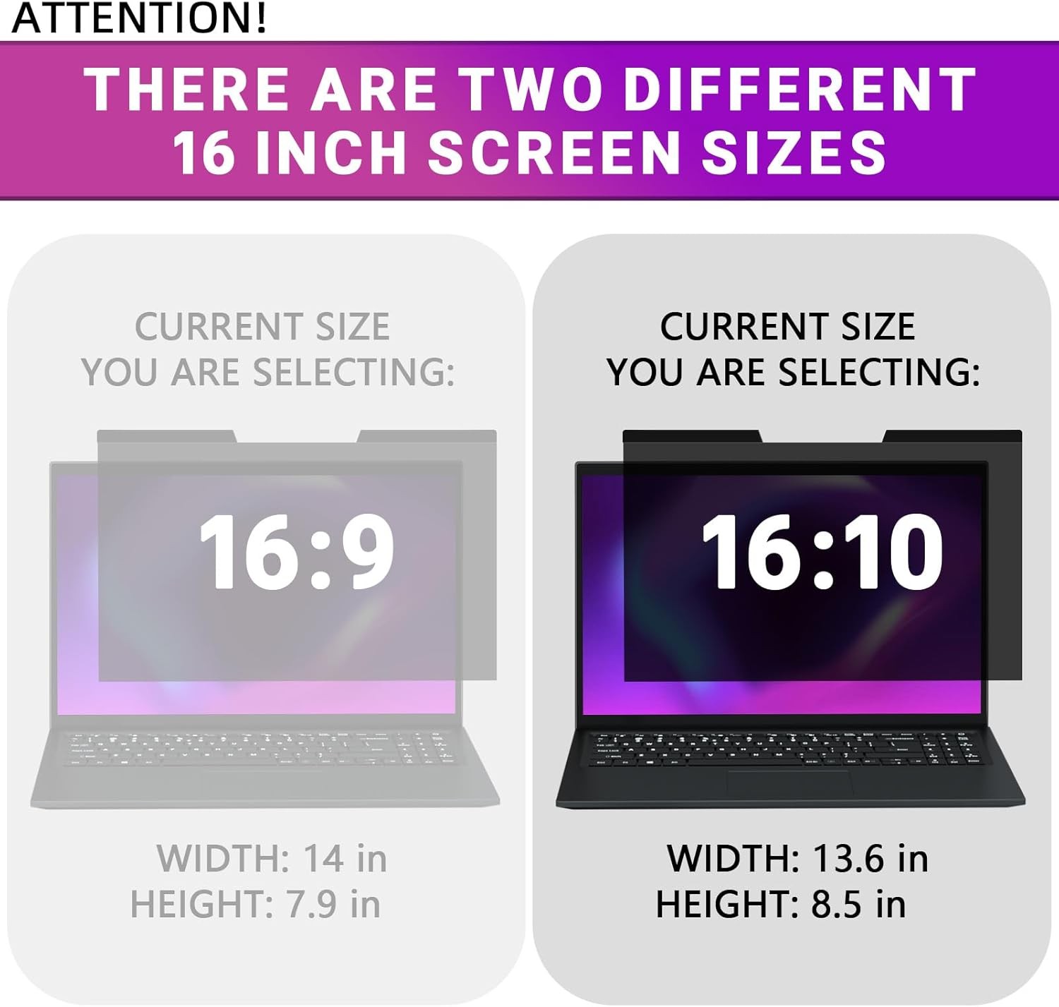 Magnetic Laptop Privacy Screen 16 Inch 16:10 Ratio – Anti-Glare Filter for Lenov