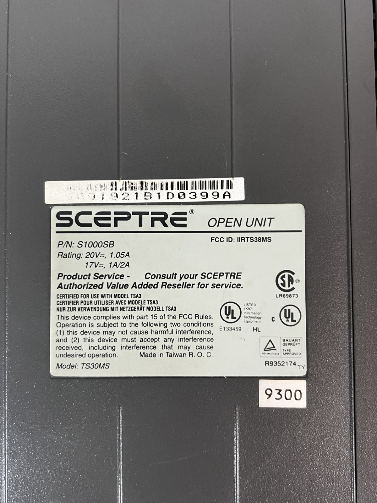 Sceptre TS30MS Notebook Laptop Computer SoundX S1000SB Black w/ Manual
