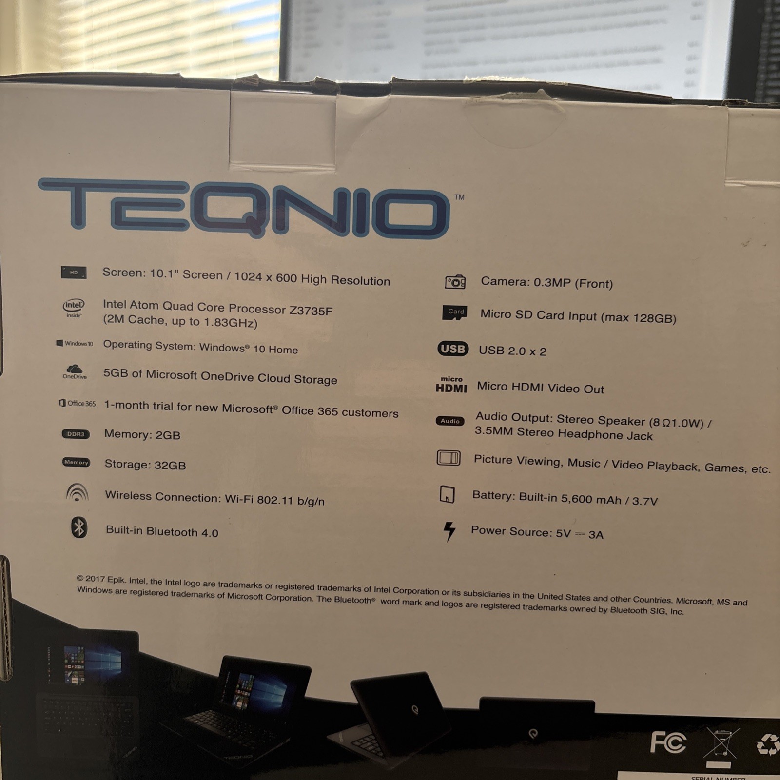 Teqnio Mini-Laptop 2GB RAM/32GB SSD, Windows 10 Home WITH EXT. Security Updates