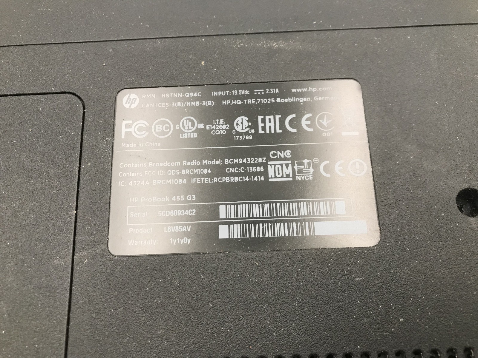 HP PROBOOK 455 G3 – BOOTS TO BIOS – AMD A8 7410 – 8GB RAM – READ DESCRIPTION -BB