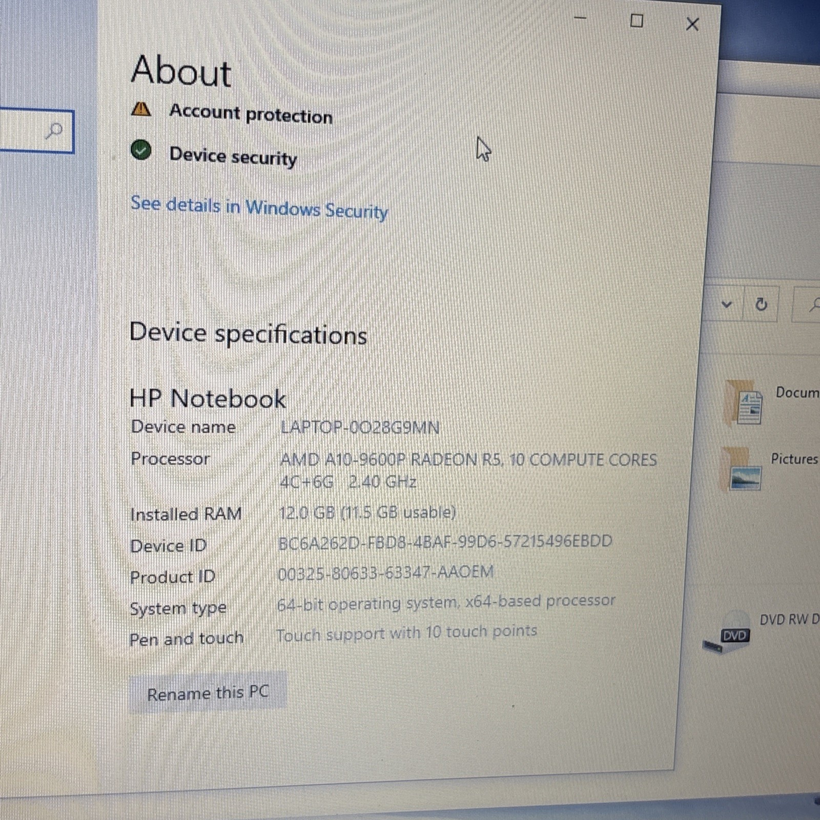 HP 15-ba113cl 15.6″ AMD A10-9600P@2.4GHz 12GB 1TB HDD Windows 10 Home Laptop