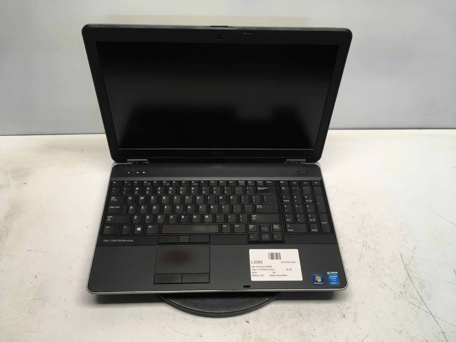 Dell Precision M2800 Intel i7-4710MQ 2.5GHz 16 GB NO HDD – Bad CD Drive