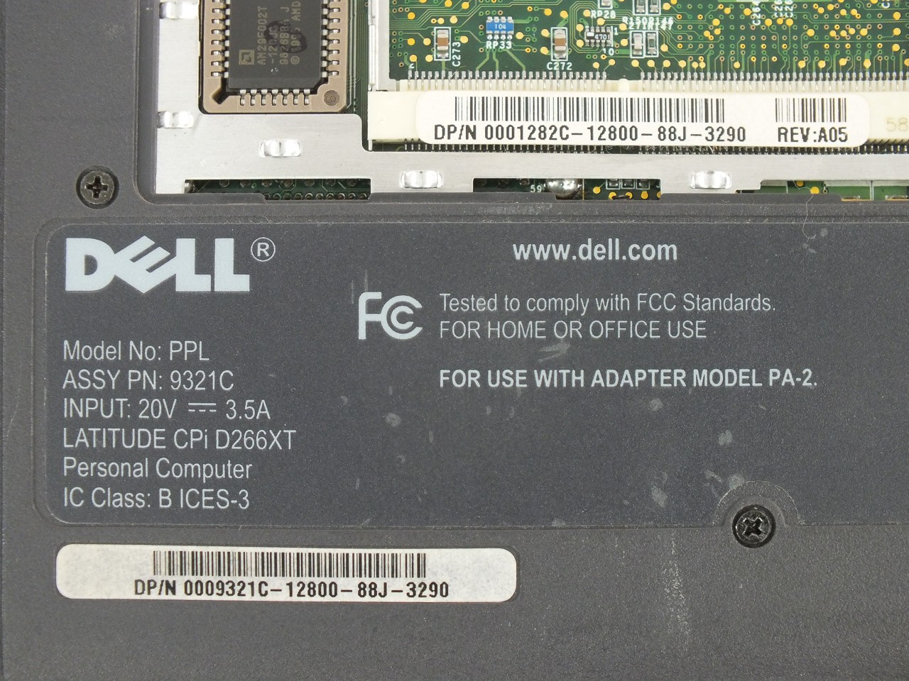 Dell 9321C PII 266MHz Laptop – Latitude CPi D266XT – Missing Parts + Damage