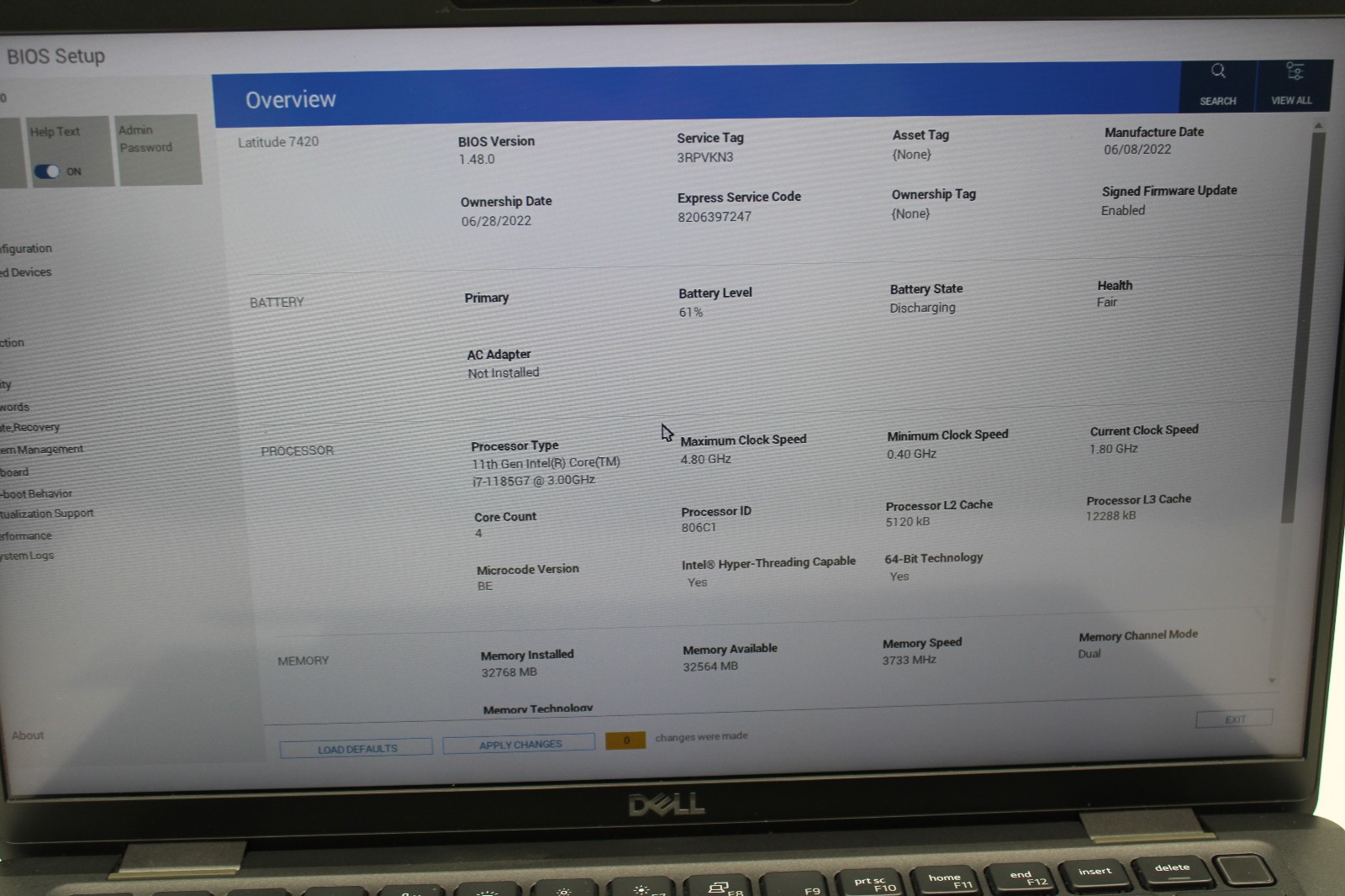 Dell Latitude 7420 Touch i7-1185G7 @ 3 GHz 32GB RAM 256GB SSD W11H