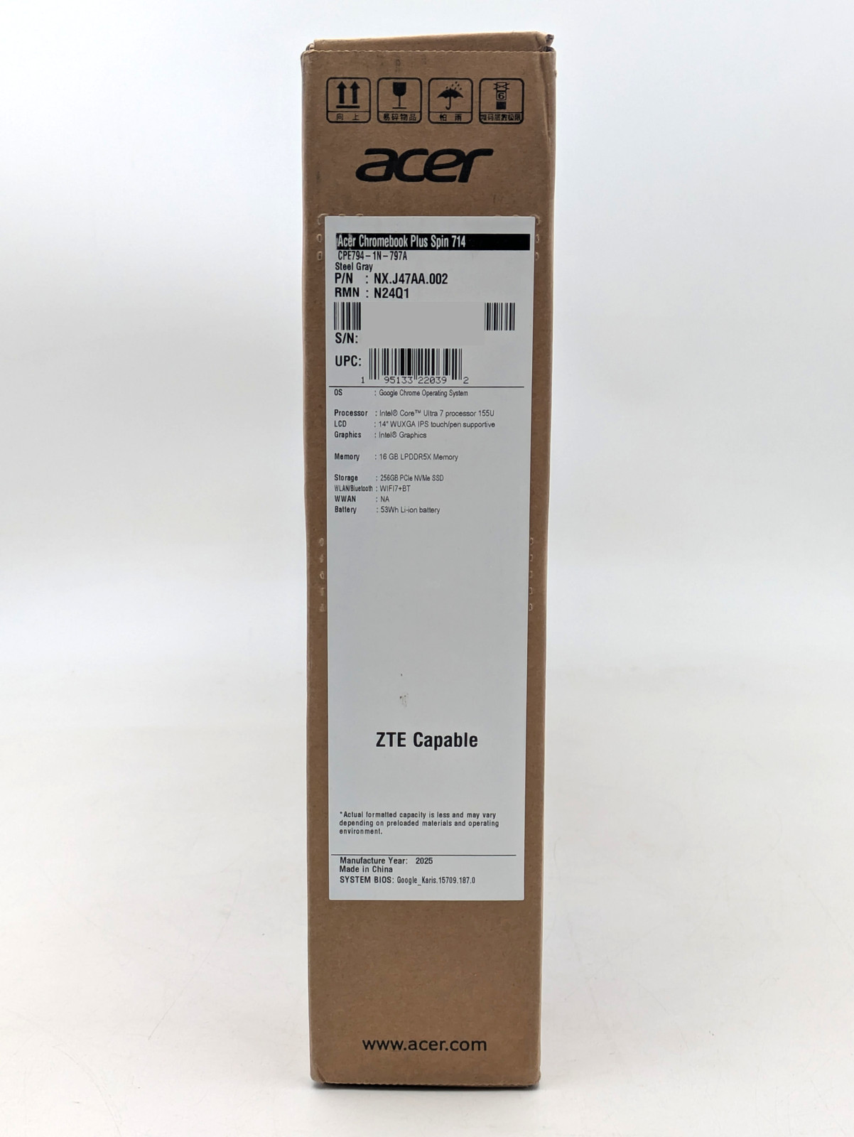 Acer Chromebook Plus Spin 714 14″ Ultra 7 155U 16GB DDR5 256GB SSD Chrome OS