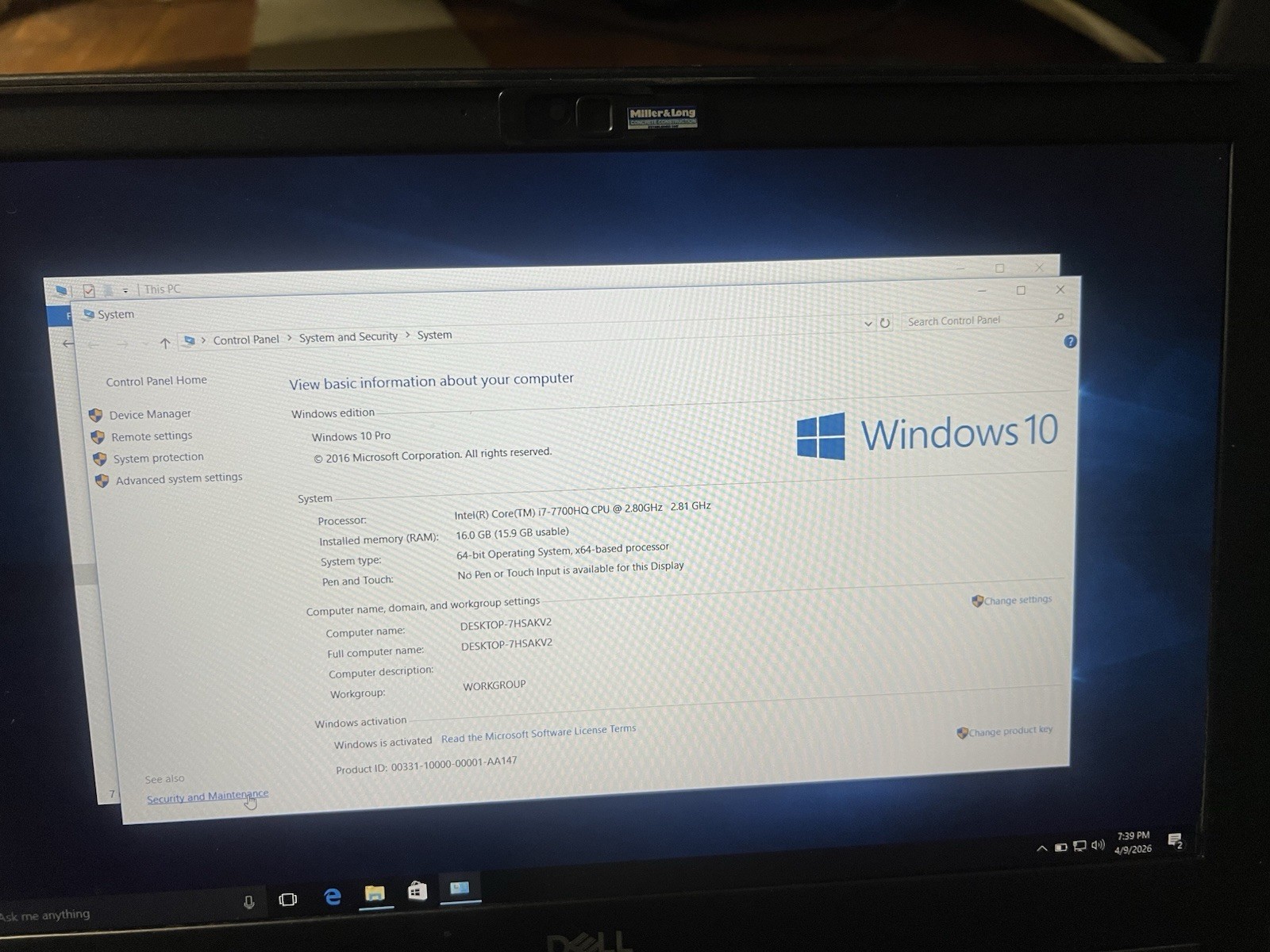 Dell Inspiron 15 7577 Gaming Laptop i7-7700HQ 512GB SSD 16GB GTX Win10