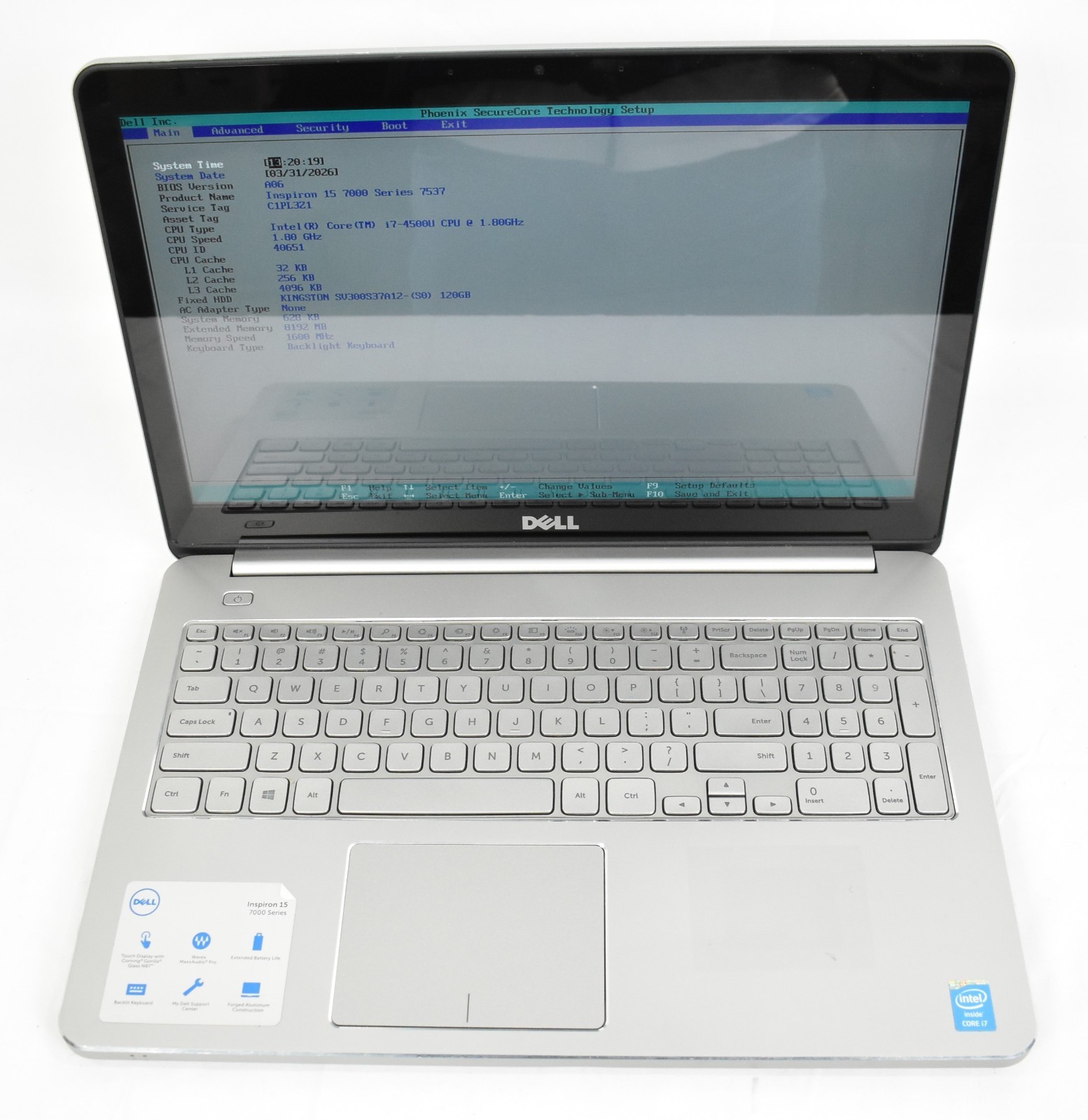 Dell Inspiron 15 7537 Laptop i7-4500U 1.8GHz 8GB 120GB SSD Parts or Repair Only