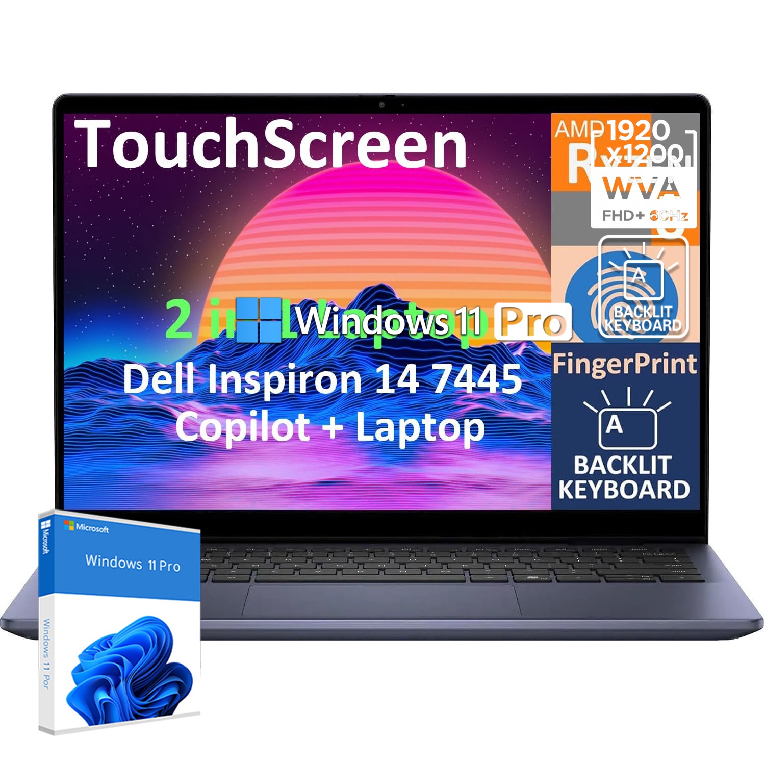2025 Dell Inspiron 2-in-1 14″Touch Laptop Win11Pro AMD Ryzen 5 32GB RAM 1TB SSD
