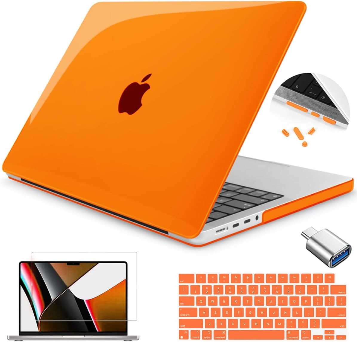 14 Inch M5 MacBook Pro Case for 2021-2025 Models A2992 A2918 A2779, Orange